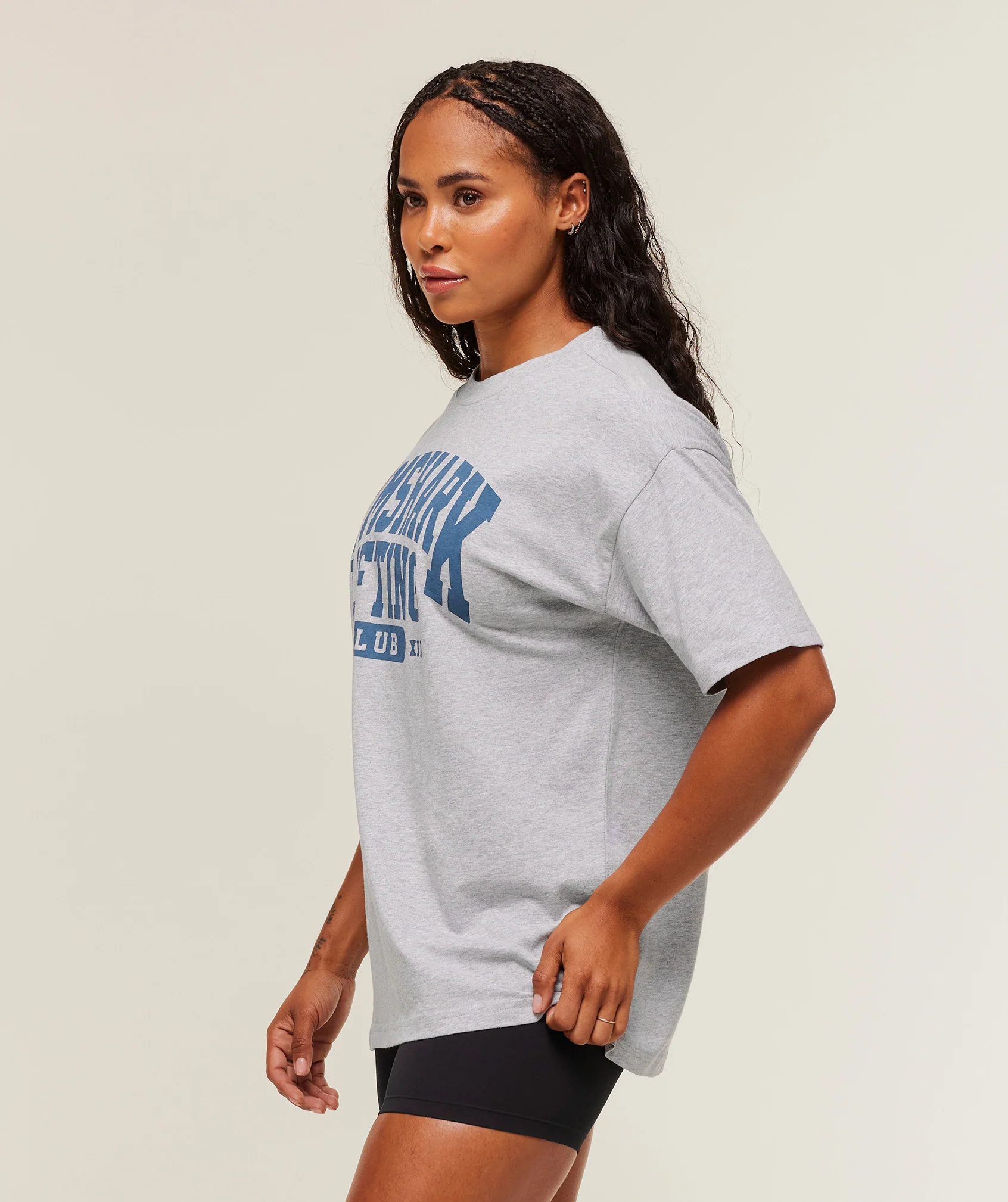 Gymshark Lifting Club Graphic Oversized T-Shirt - Light Grey Core Marl - Image 3