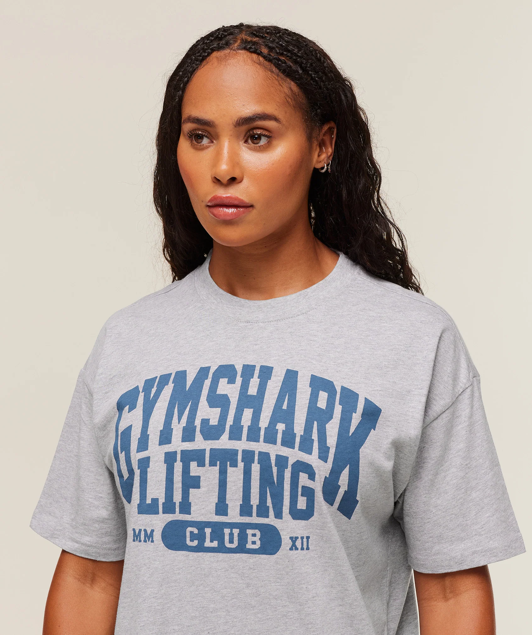 Gymshark Lifting Club Graphic Oversized T-Shirt - Light Grey Core Marl - Image 5