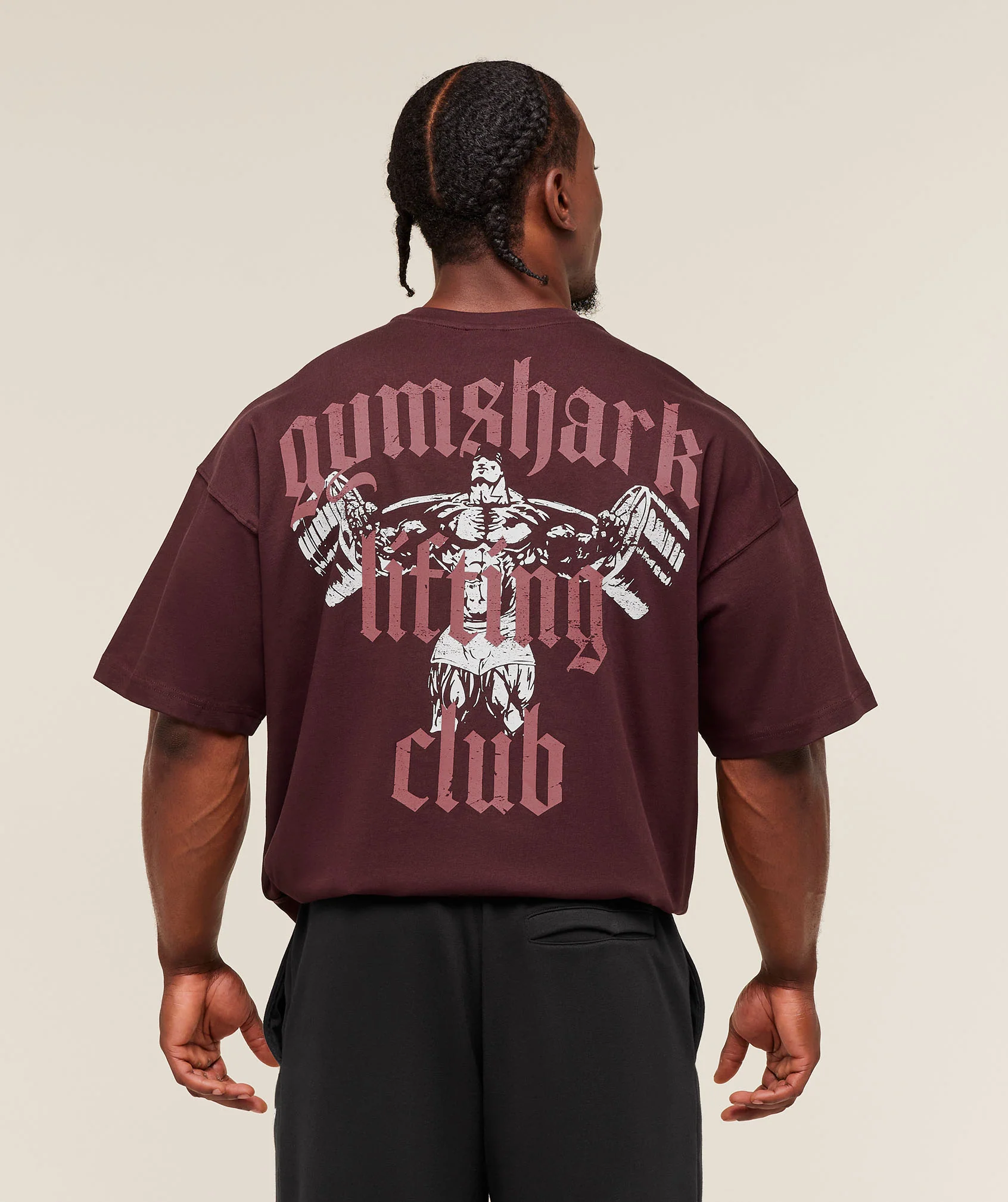 Gymshark Lifting Club T-Shirt - Rich Maroon/Reset Pink