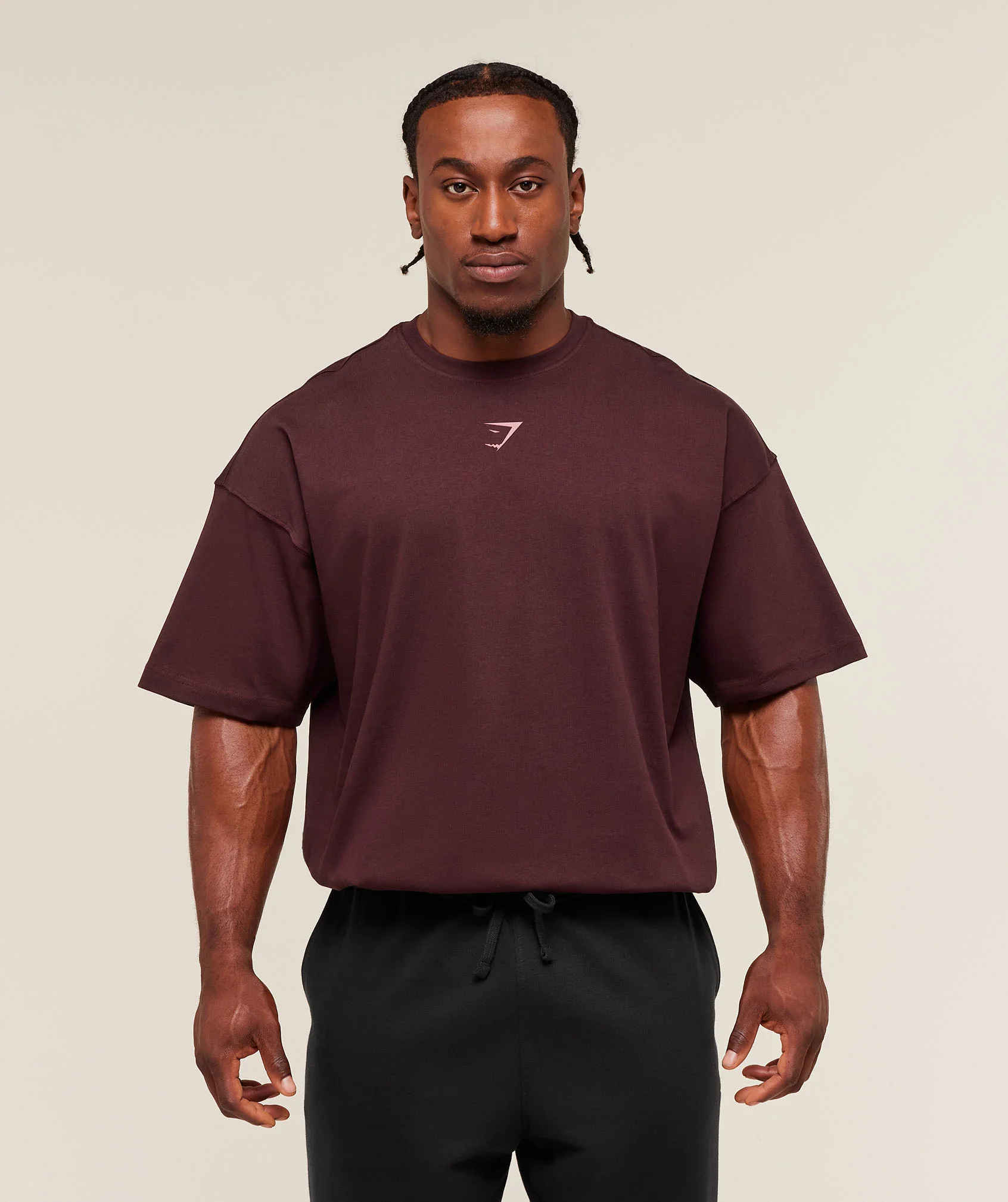 Gymshark Lifting Club T-Shirt - Rich Maroon/Reset Pink - Image 2