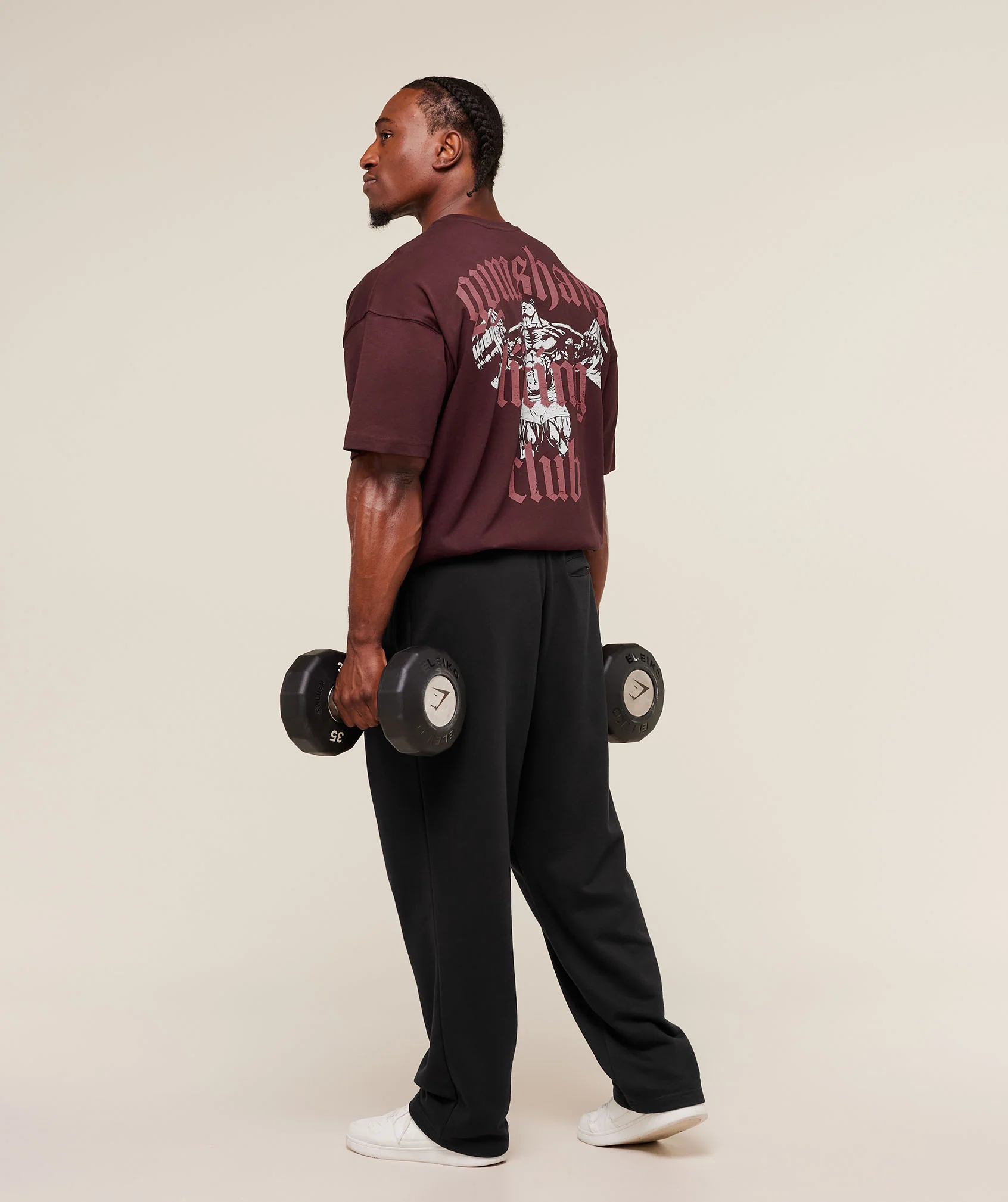 Gymshark Lifting Club T-Shirt - Rich Maroon/Reset Pink - Image 3