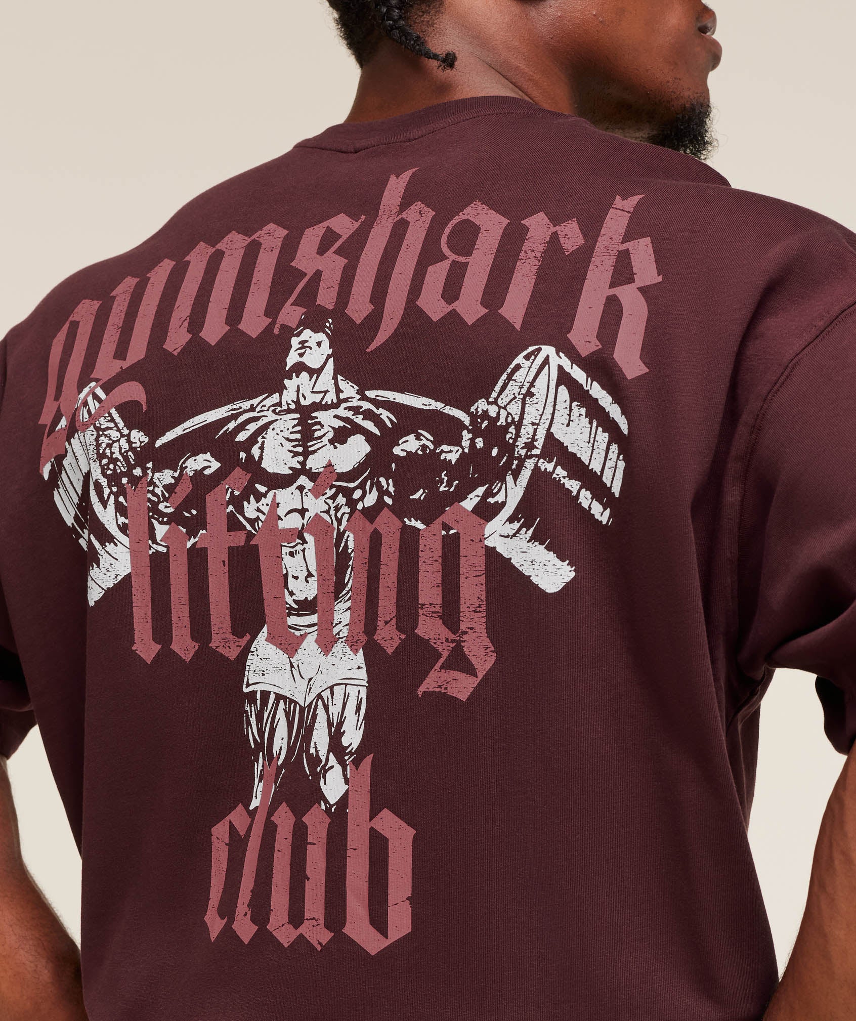 Gymshark Lifting Club T-Shirt - Rich Maroon/Reset Pink - Image 4