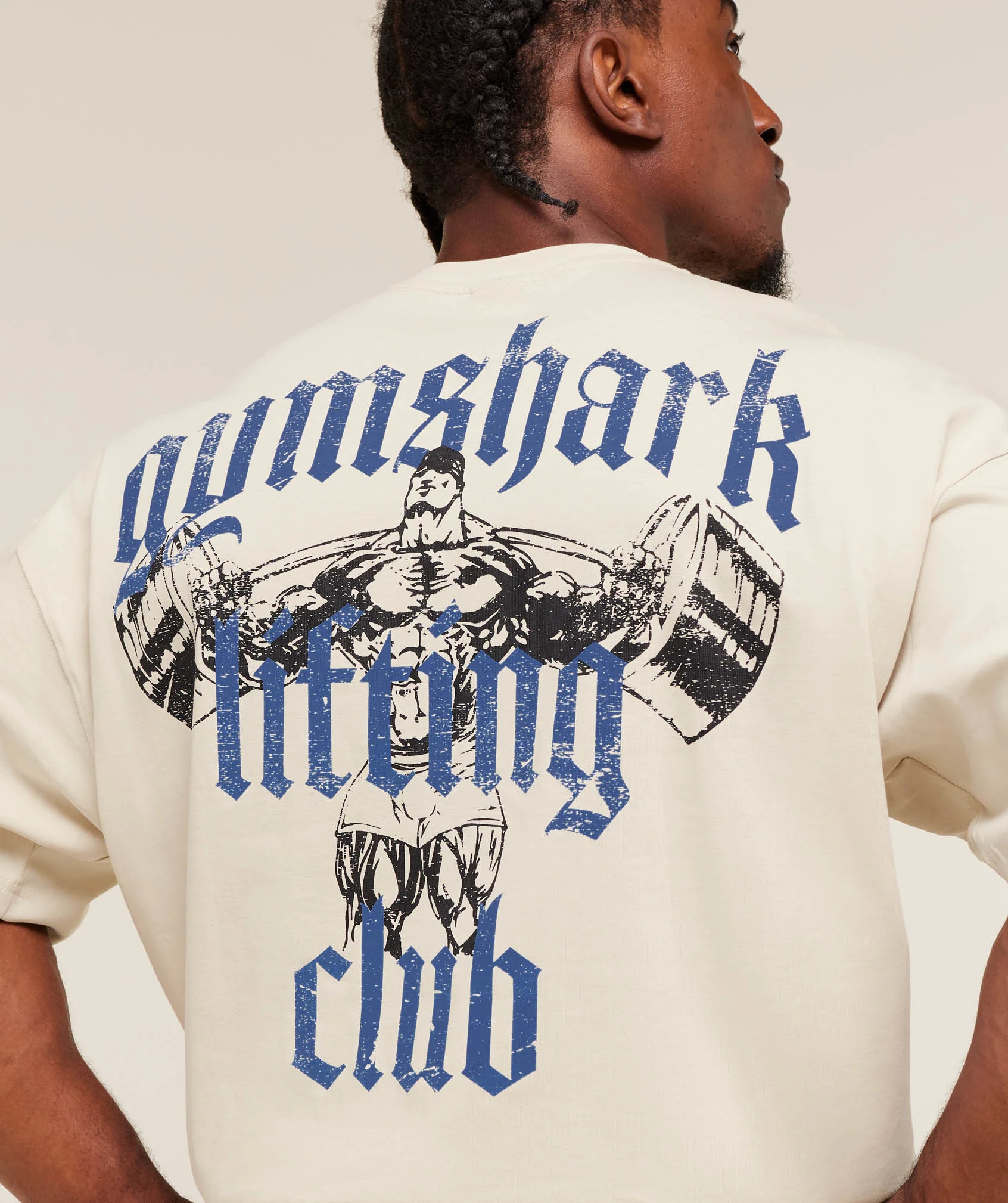 Gymshark Lifting Club T-Shirt - Oat White/Compound Blue - Image 5