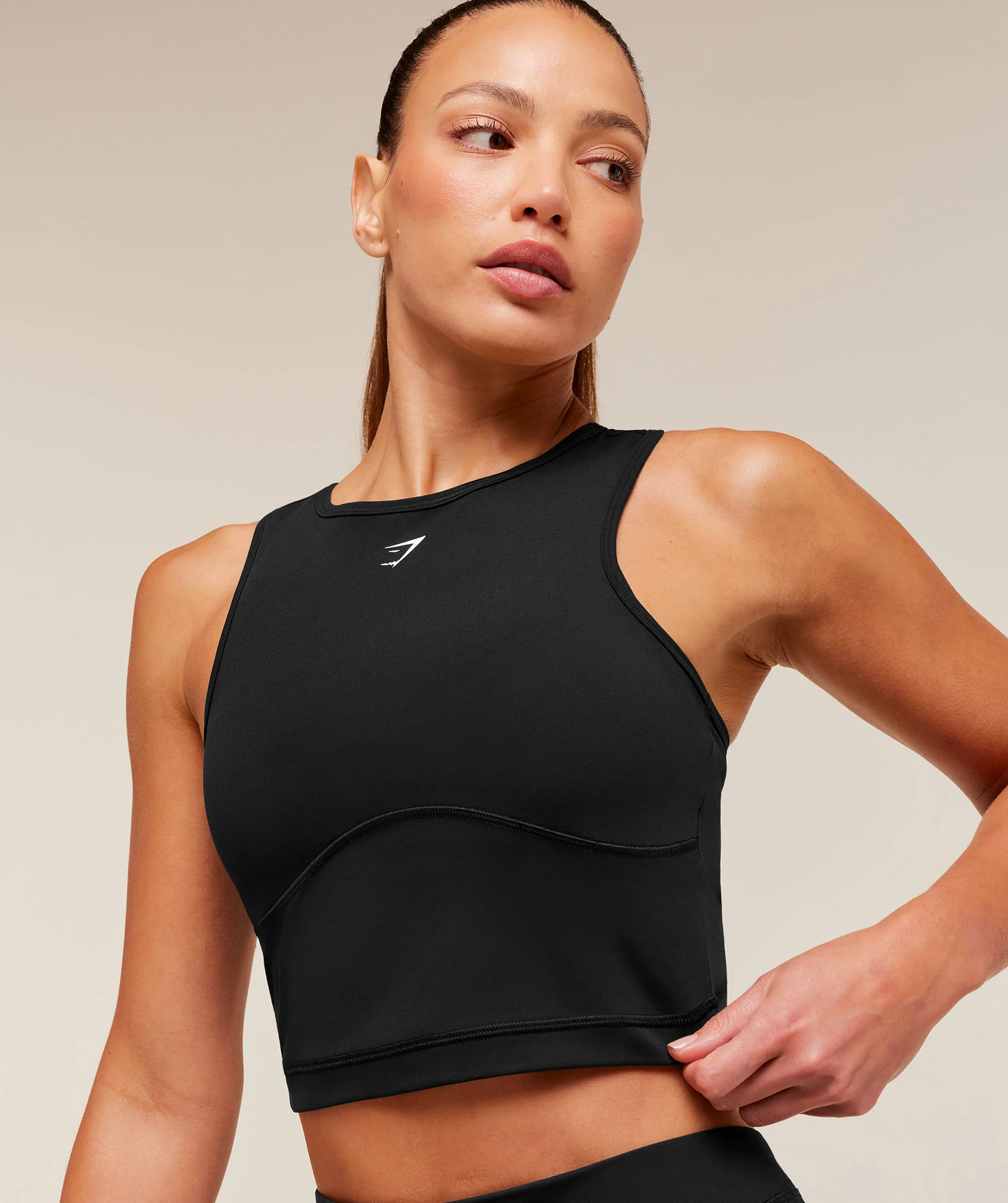 Gymshark Lifting Dipped Crop Tank - Black - Image 5