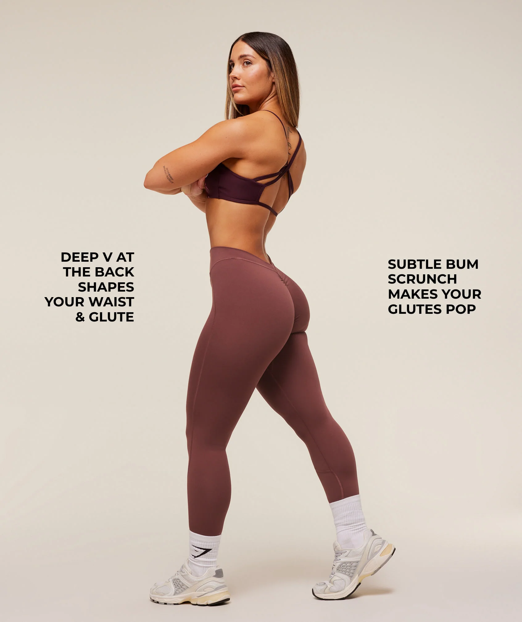 Gymshark Lifting Dipped Waistband Leggings - Burgundy Brown - Image 2