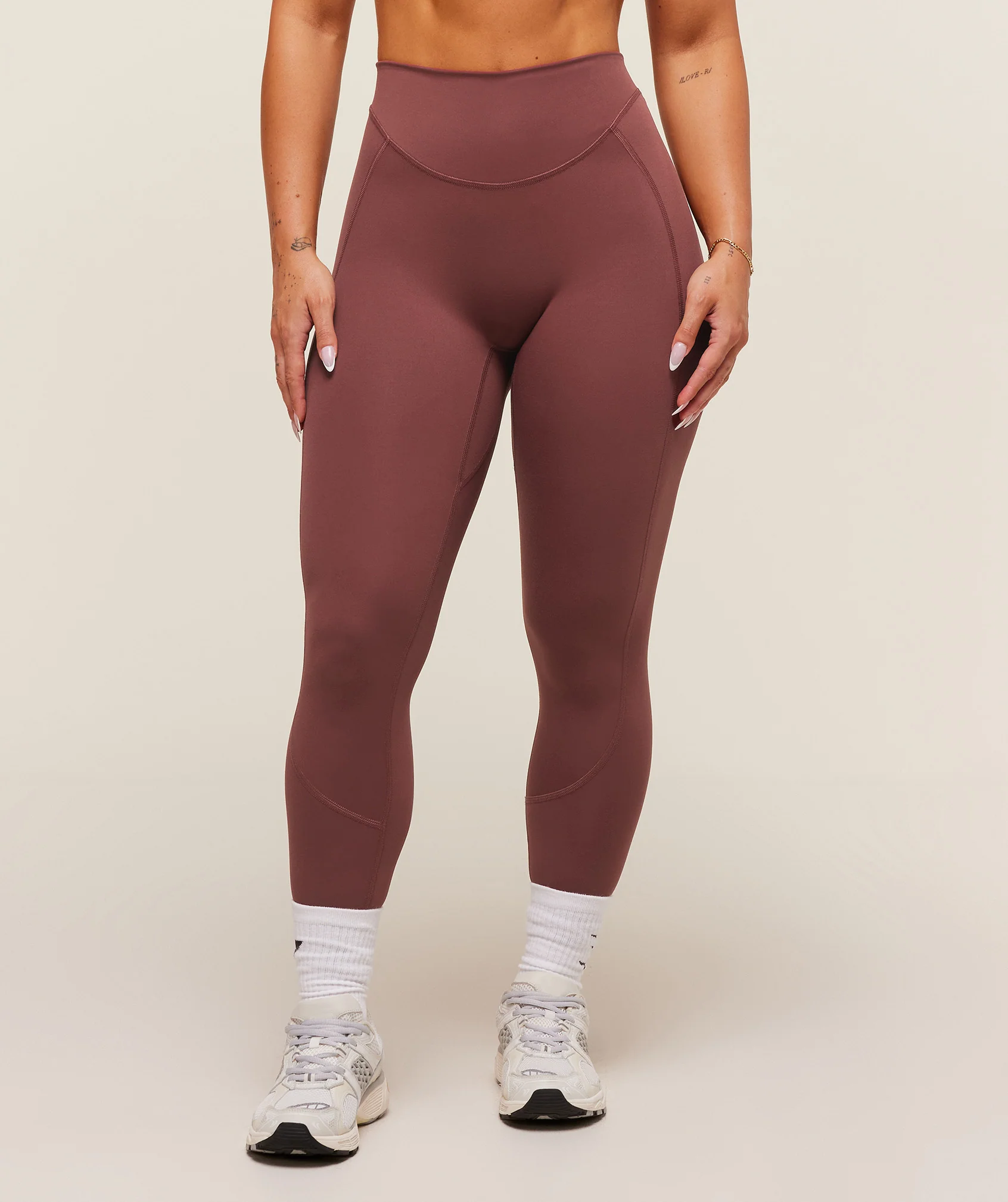 Gymshark Lifting Dipped Waistband Leggings - Burgundy Brown - Image 3