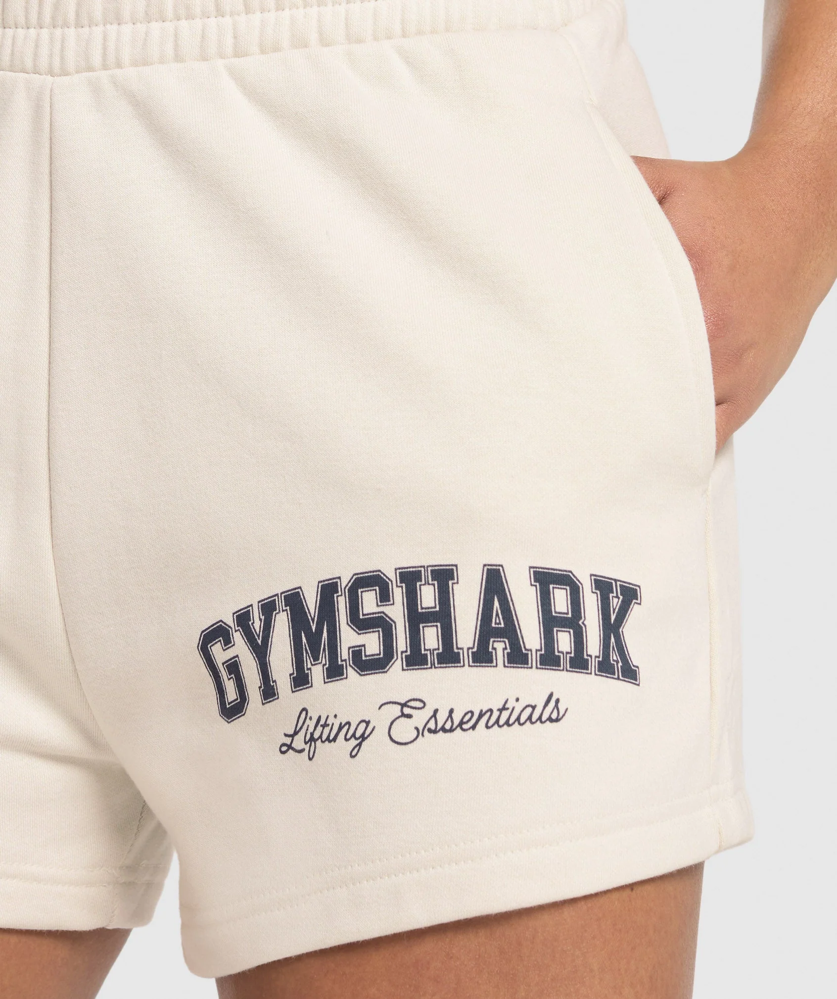 Gymshark Lifting Essentials Graphic Brushed 4' Shorts - Oat White - Image 5