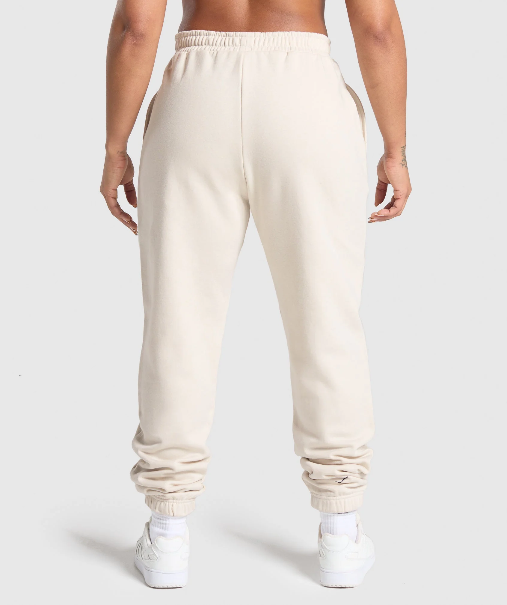 Gymshark Lifting Essentials Graphic Brushed Oversized Joggers - Oat White - Image 3