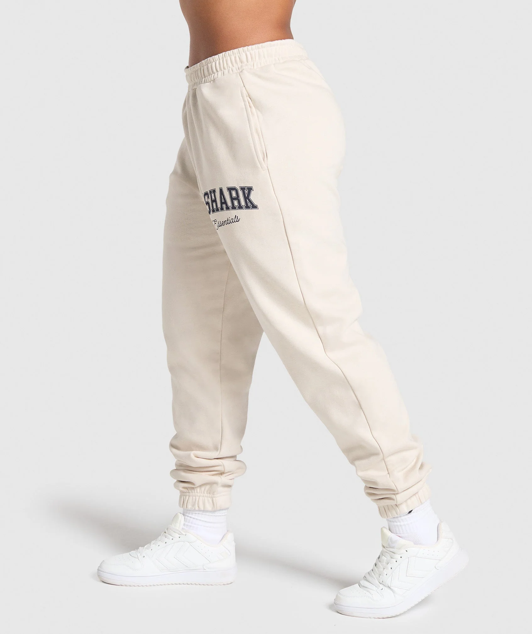 Gymshark Lifting Essentials Graphic Brushed Oversized Joggers - Oat White - Image 4