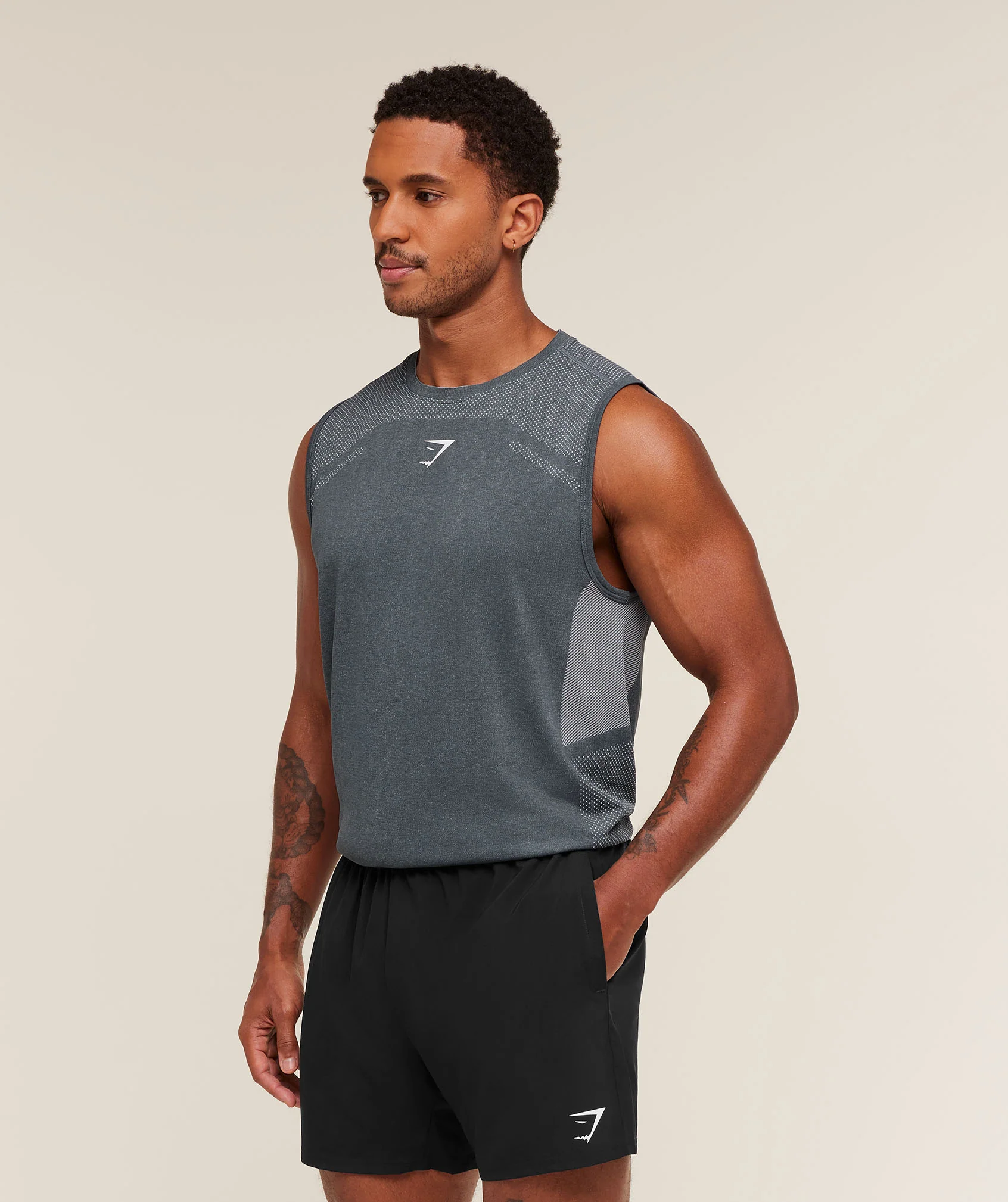 Gymshark Lightweight Seamless Tank - Iron Blue/Dark Grey - Image 3