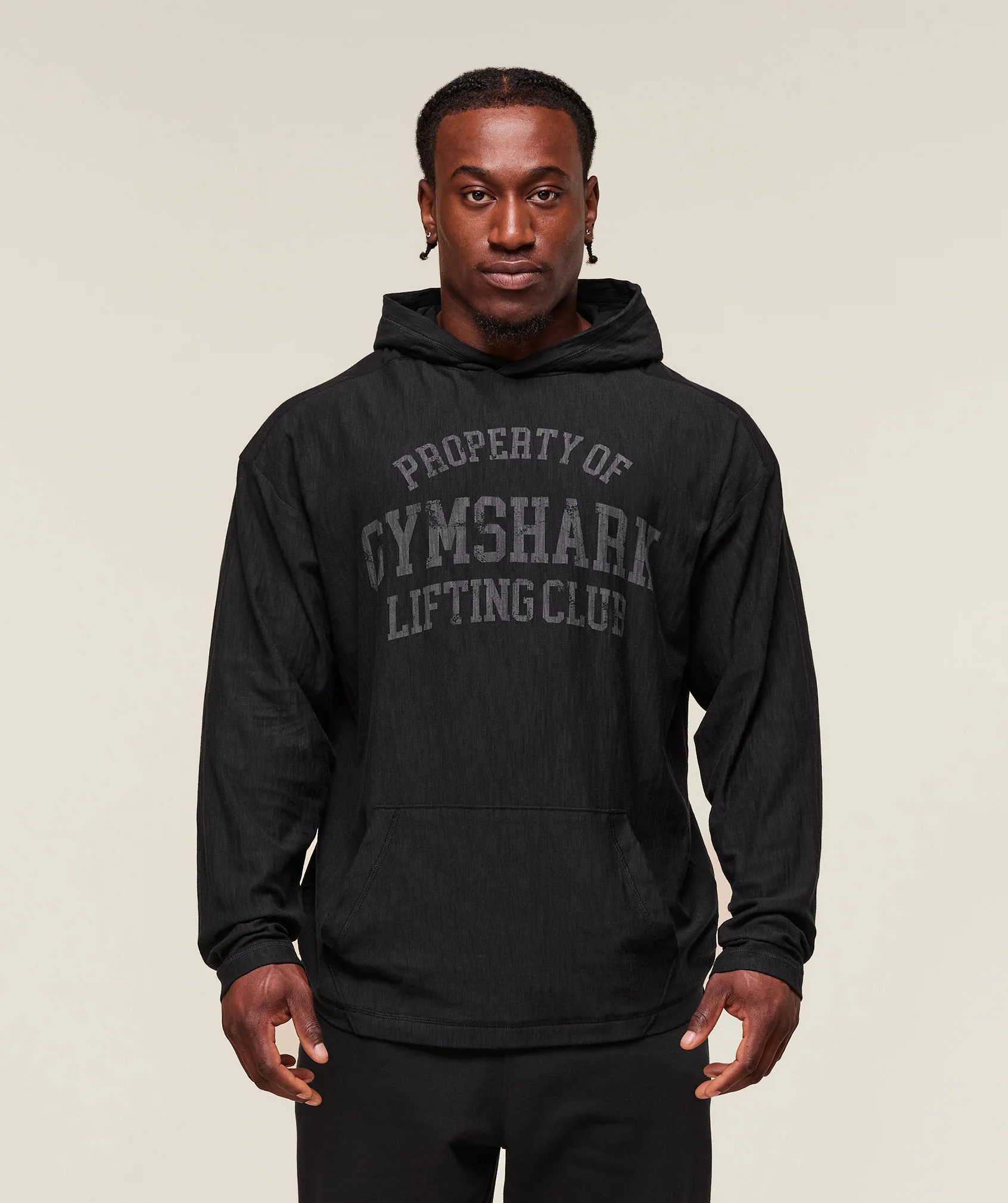 Gymshark Lightweight Slub Textured Hoodie - Black