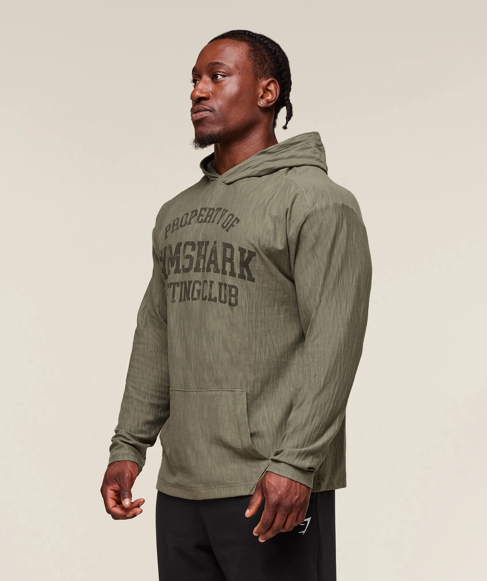 Gymshark Lightweight Slub Textured Hoodie - Utility Green - Image 3