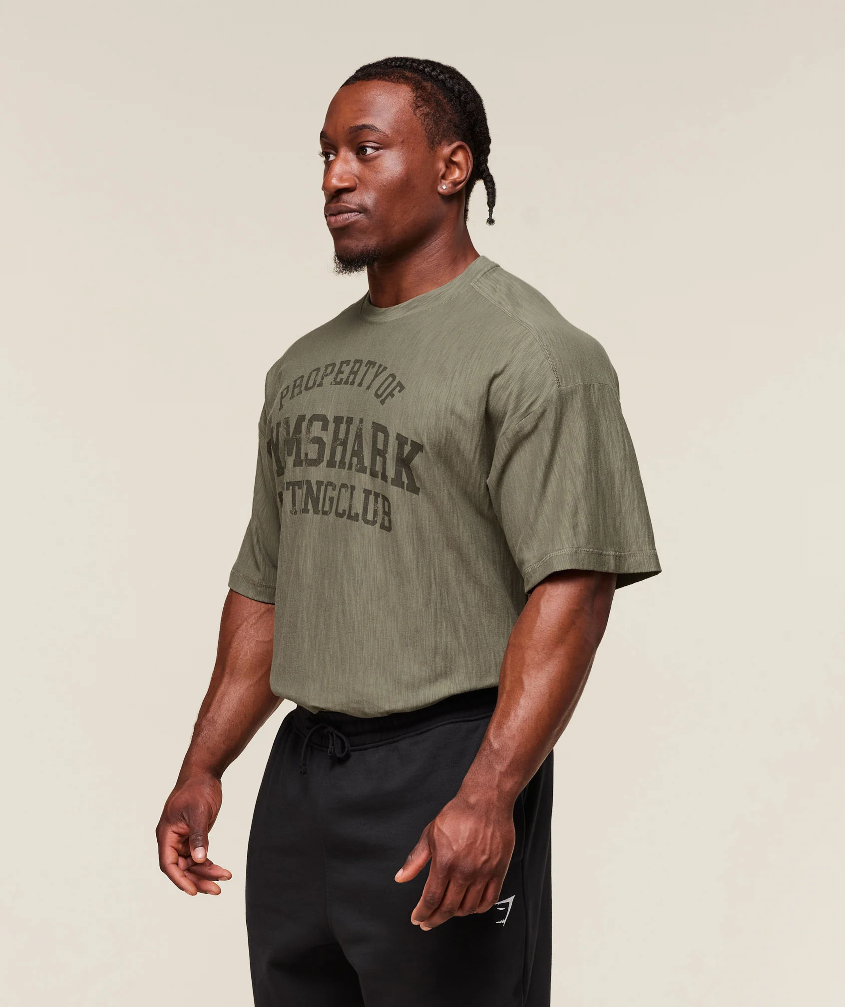 Gymshark Lightweight Slub Textured T-Shirt - Utility Green - Image 3