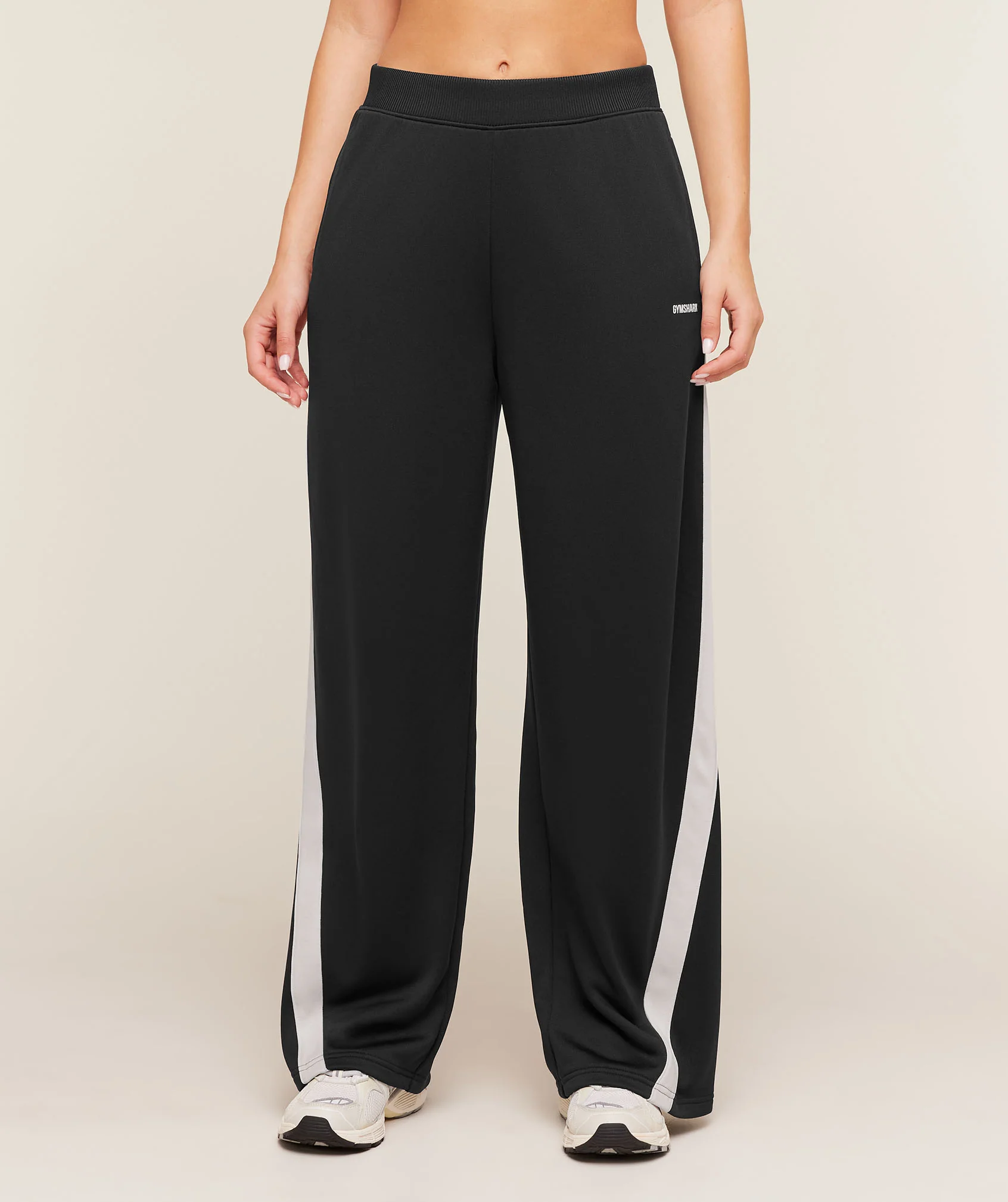 Gymshark Lightweight Tricot Wide Leg Pants - Black/Tinted White - Image 2