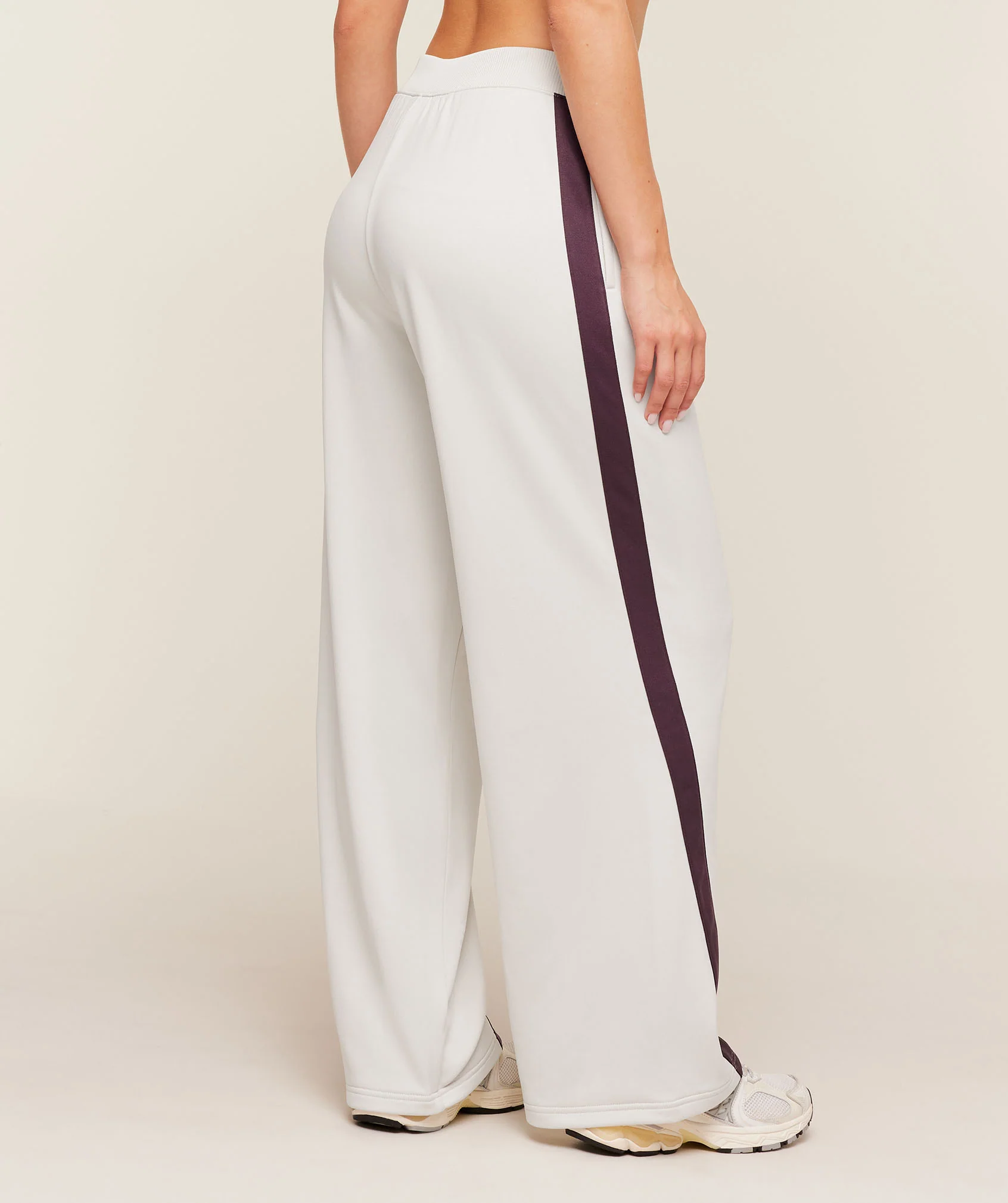 Gymshark Lightweight Tricot Wide Leg Pants - Tinted White/Cherry Purple - Image 3