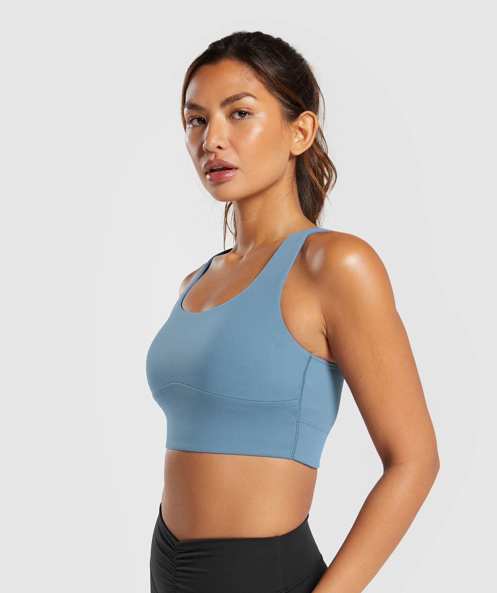 Gymshark Longline Sports Bra - Faded Blue - Image 3
