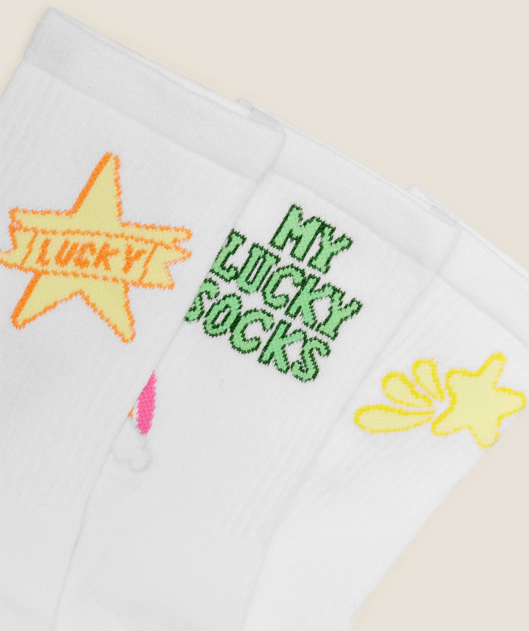 Gymshark Lucky Graphic Crew Socks 3pk - White - Image 3