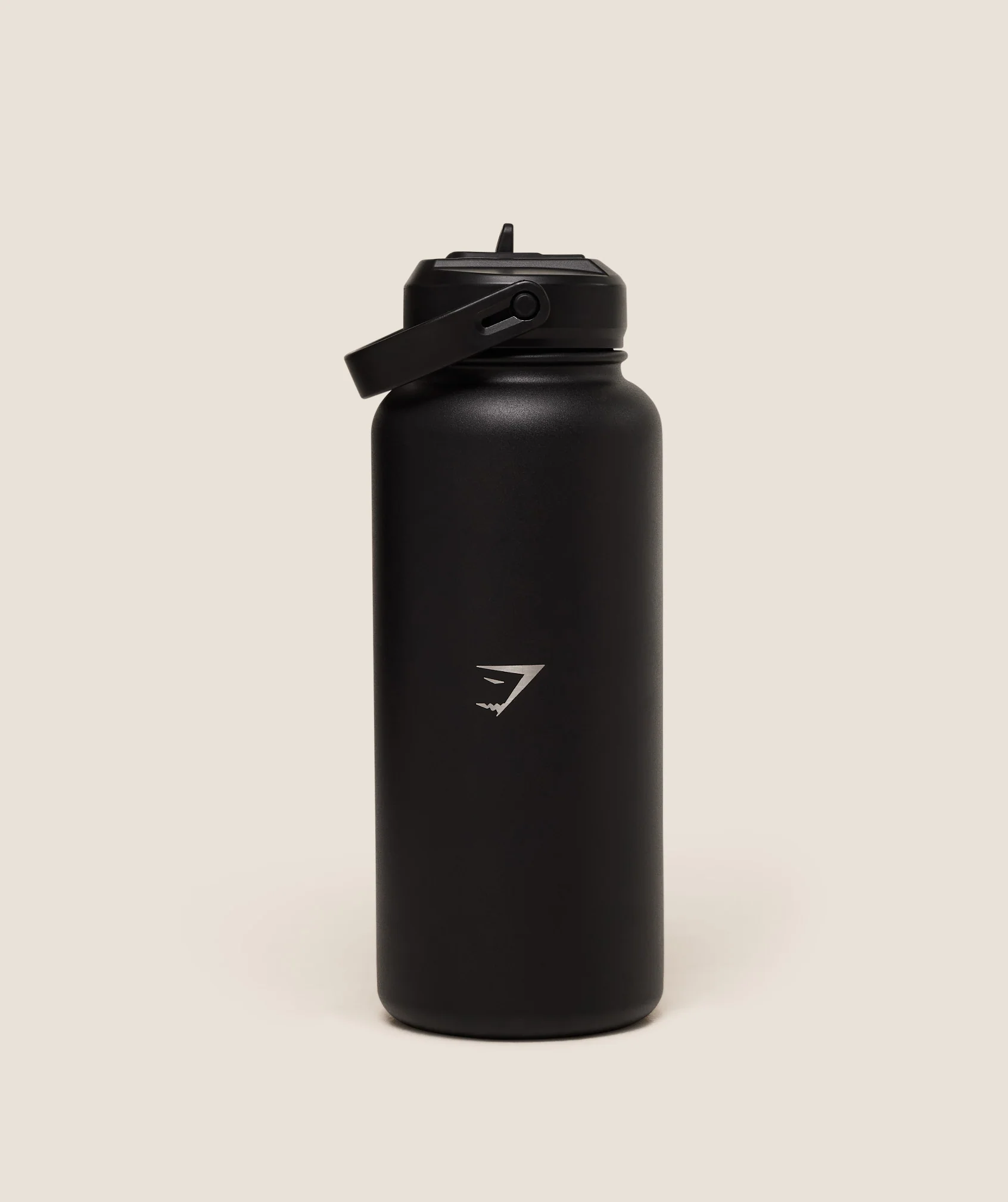 Gymshark Metal Insulated 1L Bottle with Straw - Black - Image 2