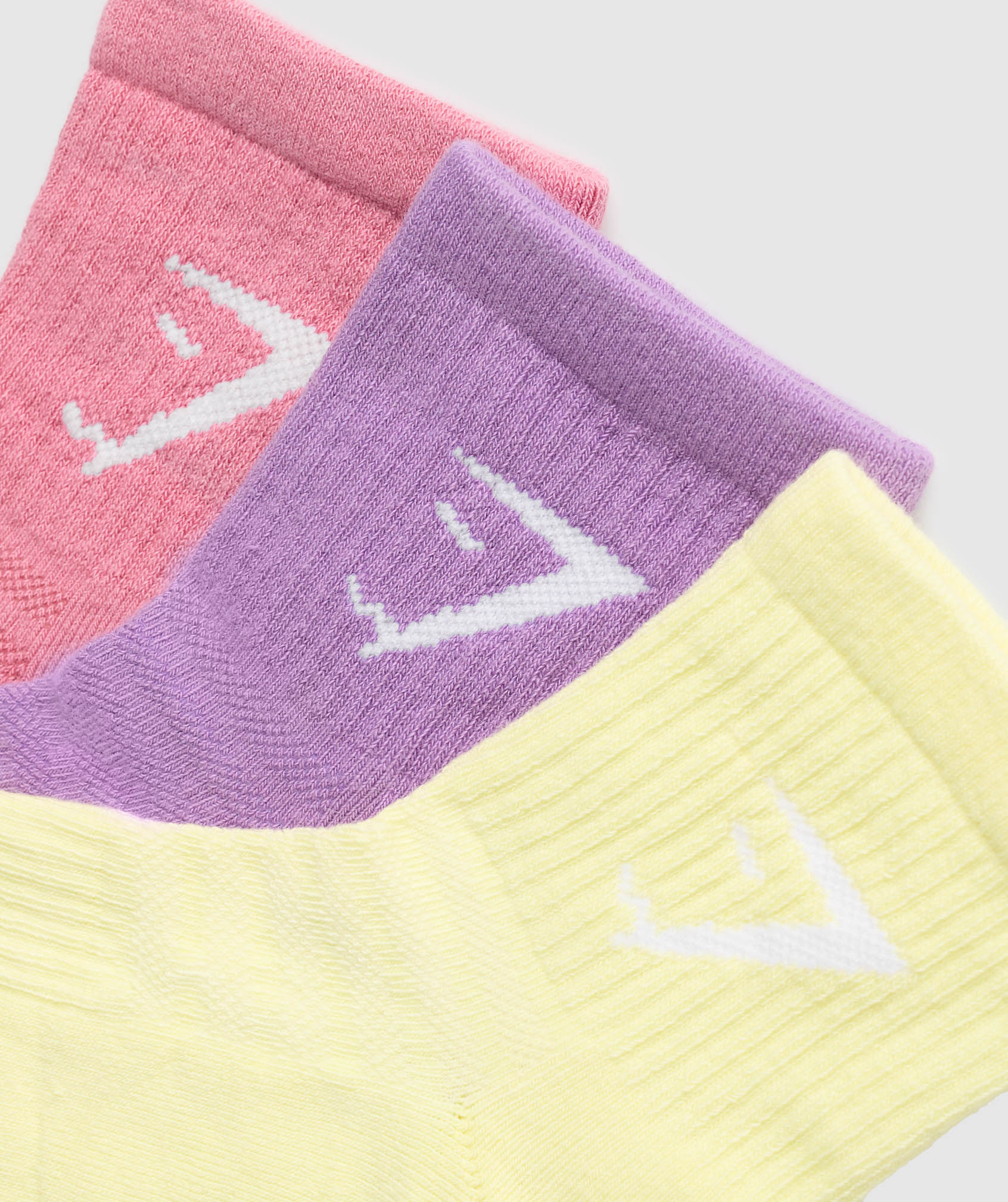 Gymshark Midi 3pk Socks - Active Purple/Sunset Pink/Refresh Yellow - Image 2