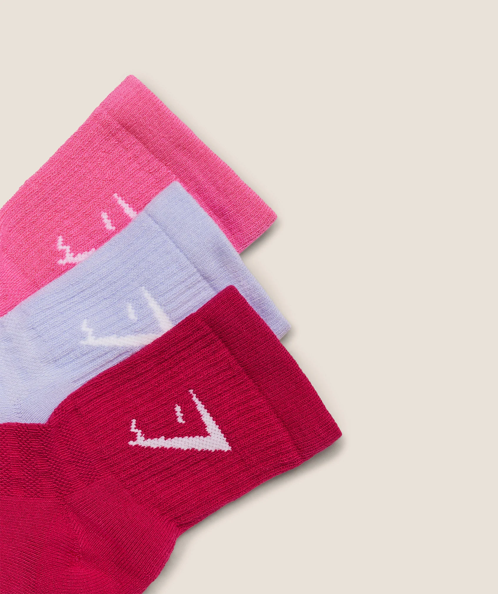 Gymshark Midi 3pk Socks - Build Pink/Energy Pink/Peri Blue - Image 2