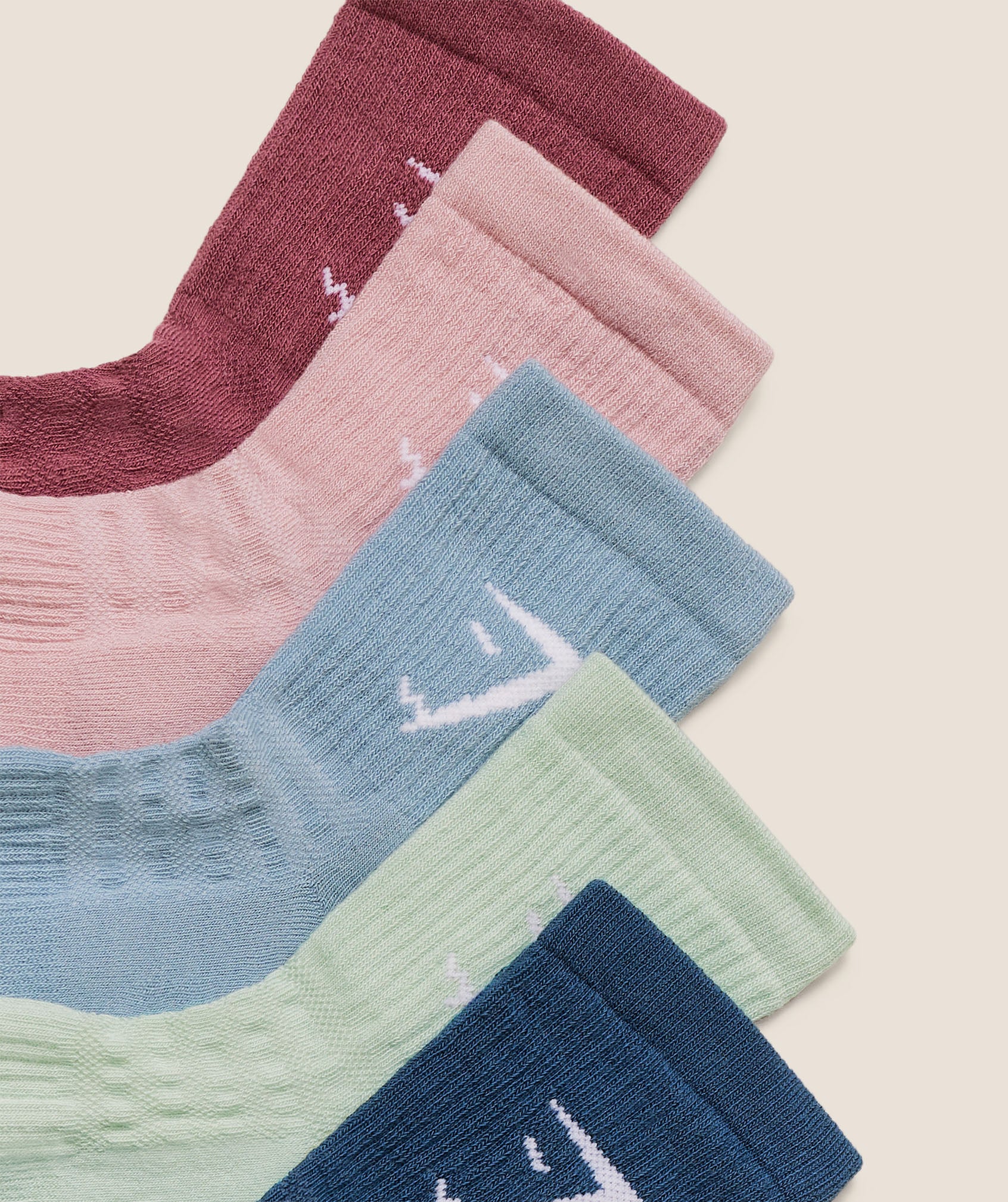 Gymshark Midi Socks 5pk - Compound Blue/Bench Blue/Reset Pink/Cloud Pink/Clay Green - Image 2