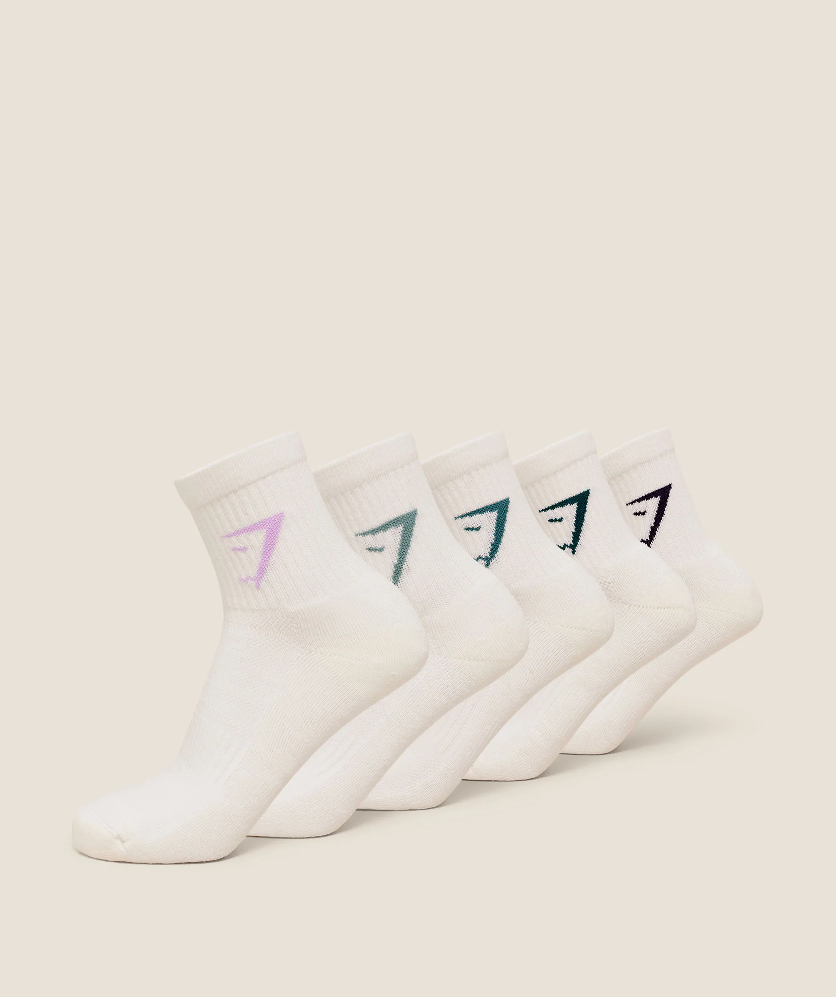 Gymshark Midi Socks 5pk - Midnight Purple/Warm Lilac/Weighted Teal/Vintage Teal/Muted Teal - Image 2