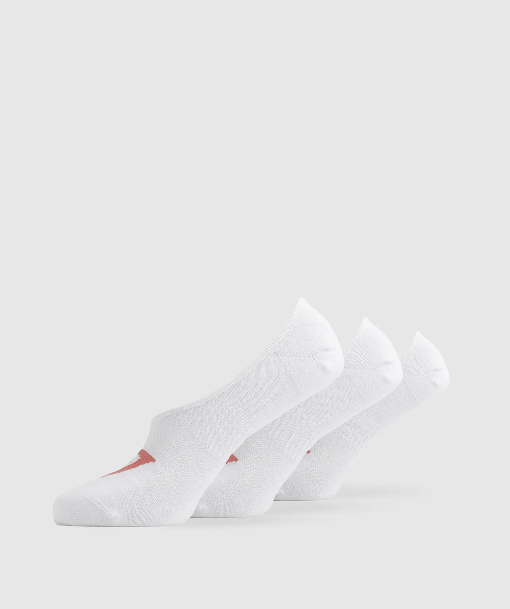 Gymshark No Show Socks 3pk - White/Terracotta Pink