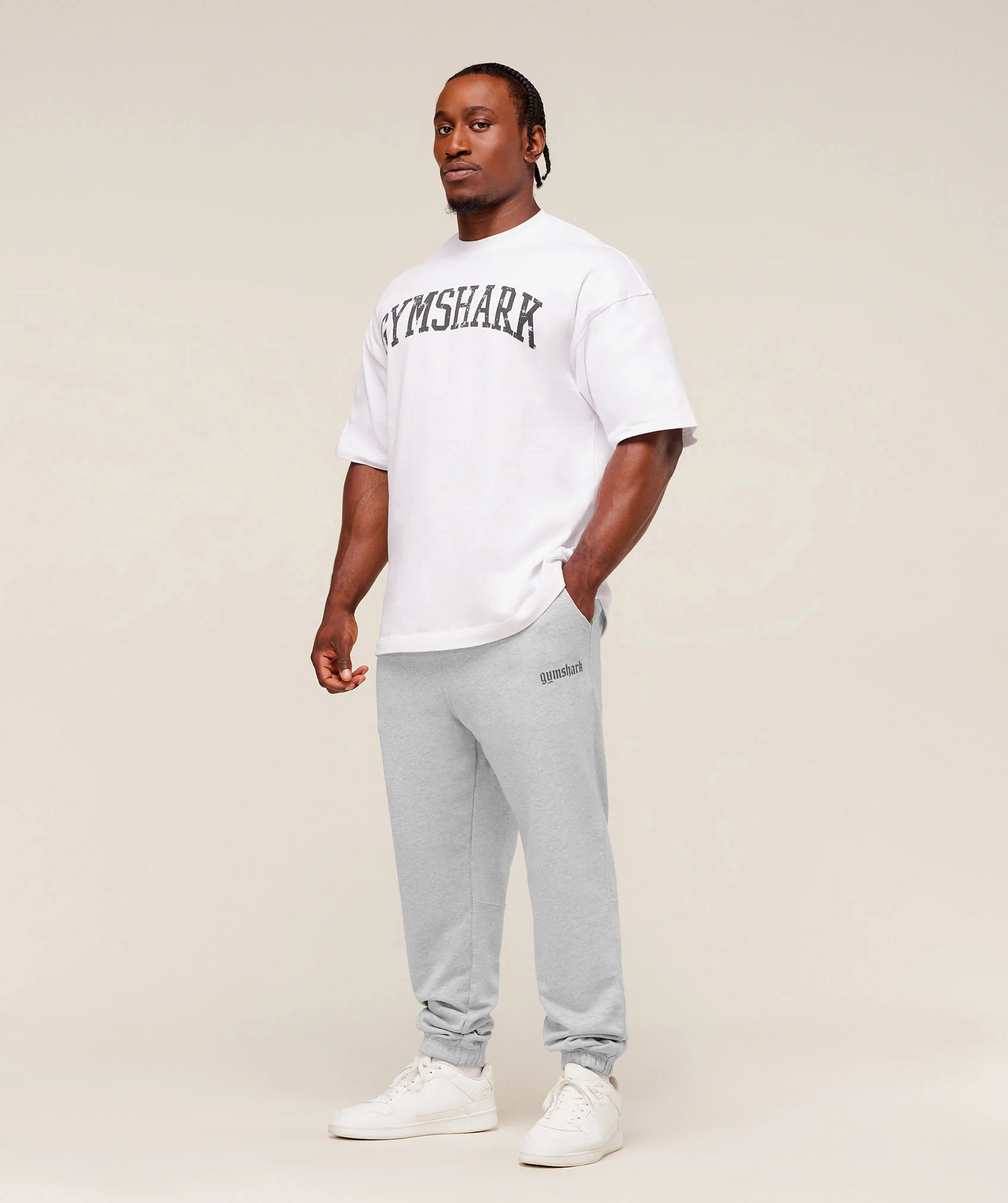 Gymshark Olde English Joggers - Soft Grey Marl - Image 4