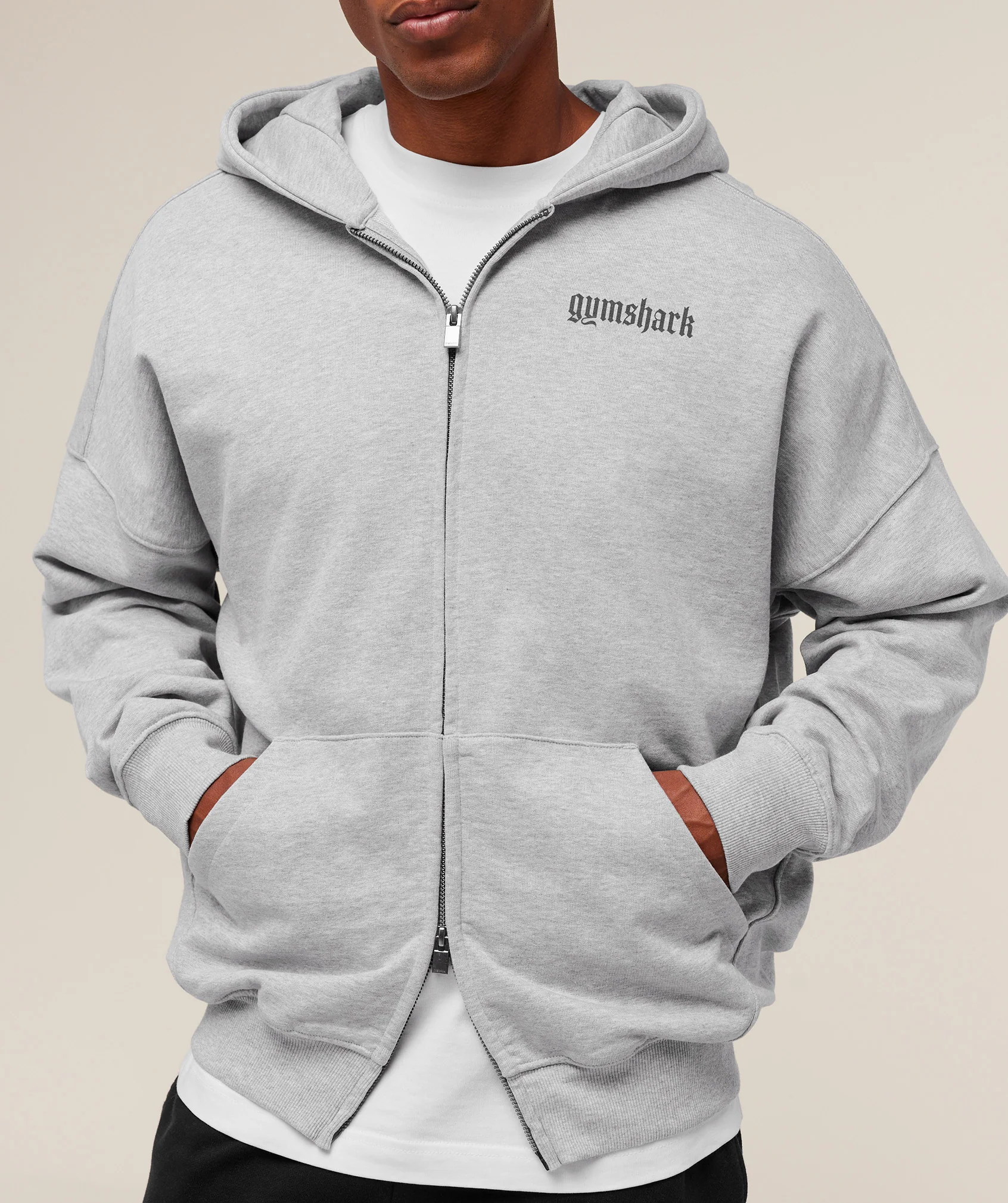 Gymshark Olde English Zip Up Hoodie - Soft Grey Marl - Image 6