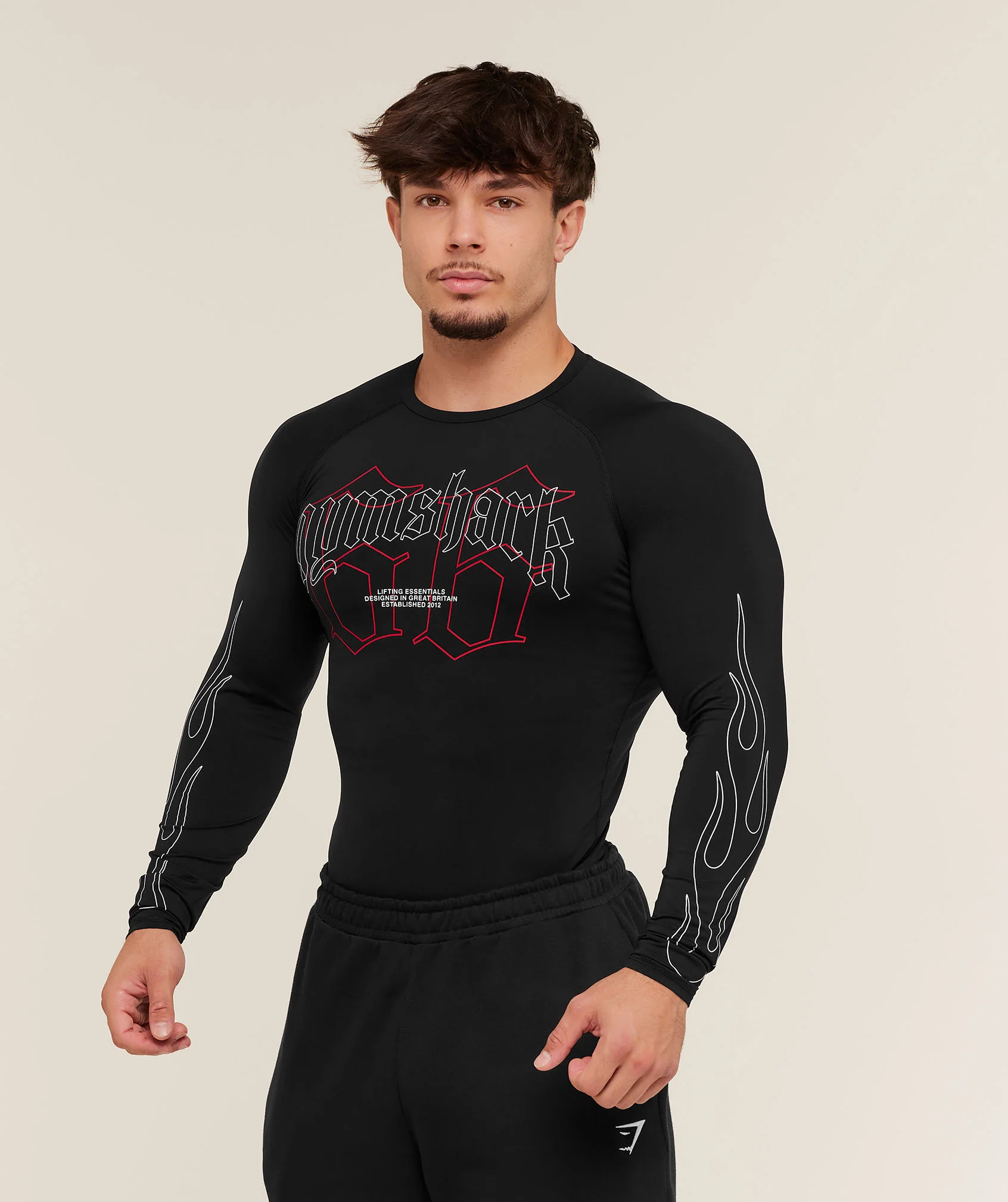 Gymshark Outline Graphic Long Sleeve Baselayer - Black - Image 3