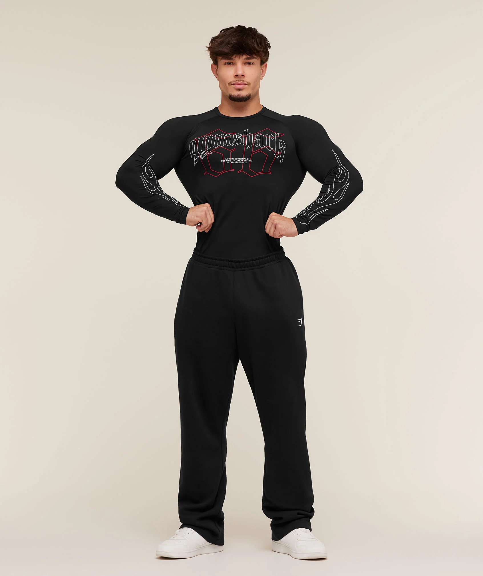 Gymshark Outline Graphic Long Sleeve Baselayer - Black - Image 4