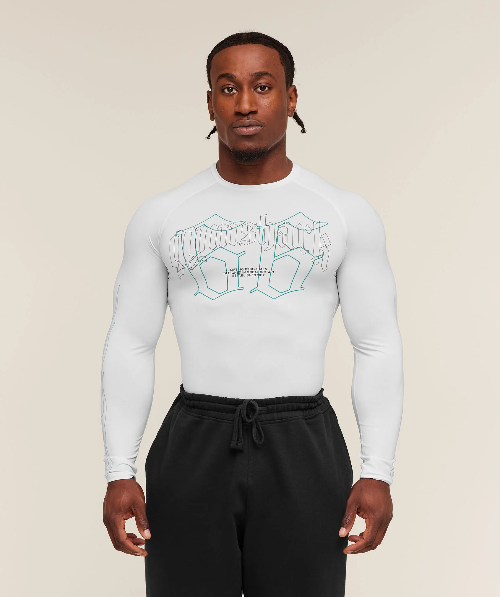 Gymshark Outline Graphic Long Sleeve Baselayer - White