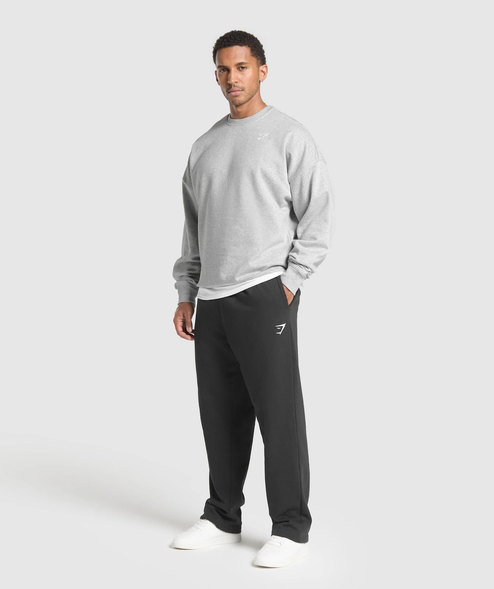 Gymshark Oversized Crest Crew - Light Grey Core Marl - Image 3