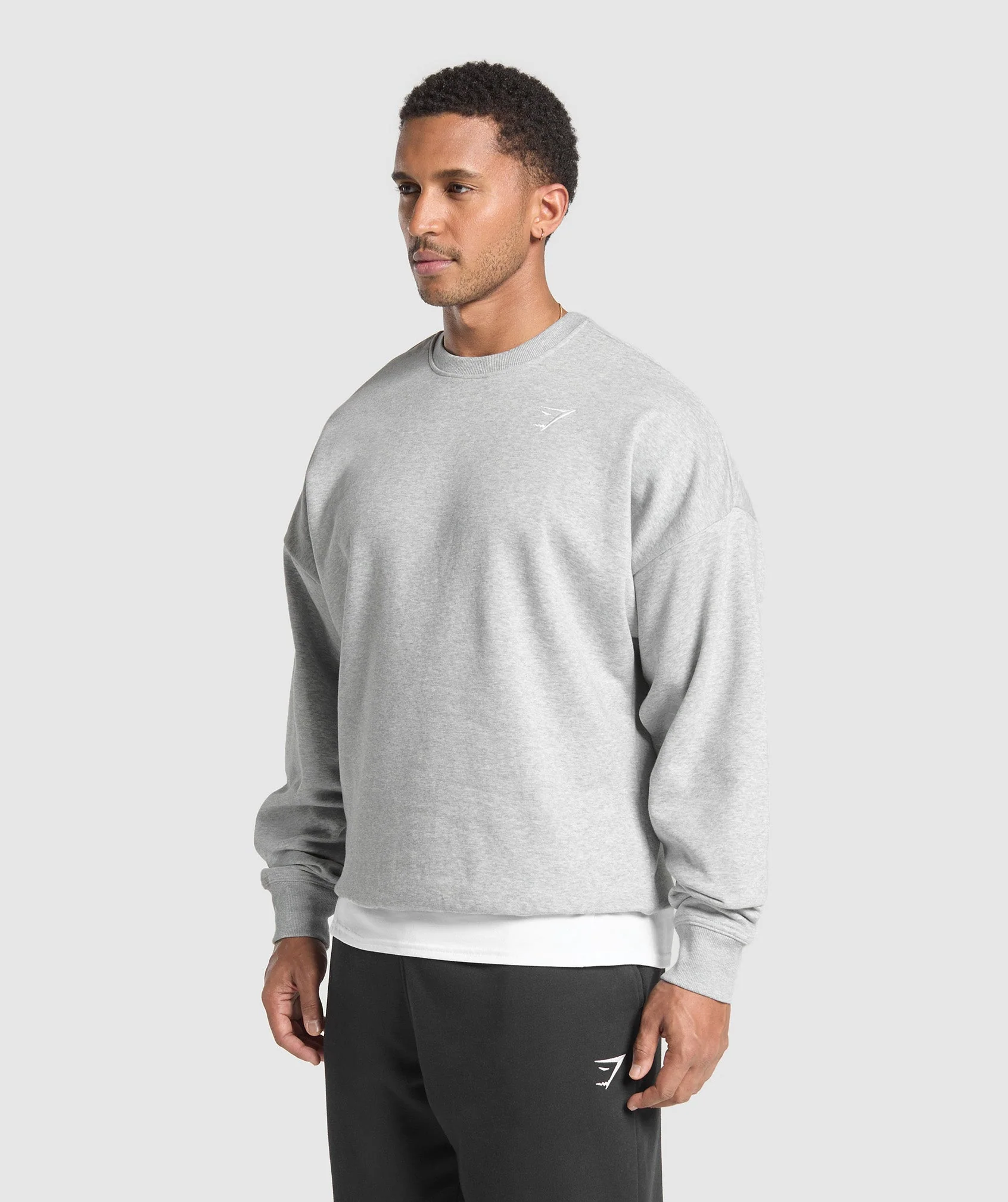 Gymshark Oversized Crest Crew - Light Grey Core Marl - Image 4