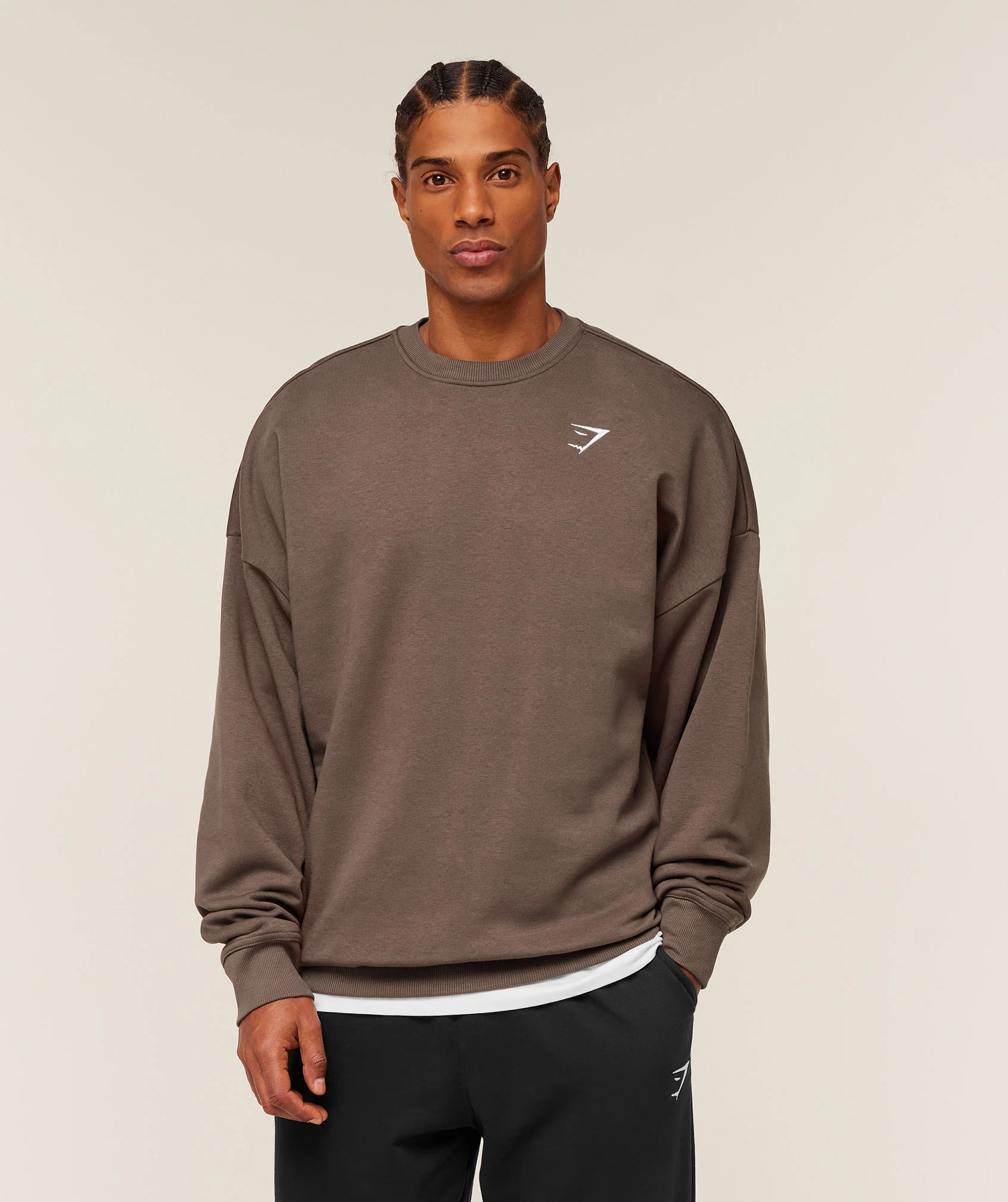 Gymshark Oversized Crest Crew - Soft Brown