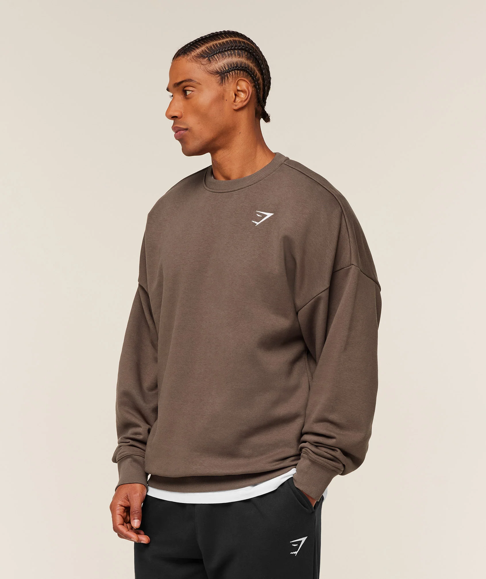 Gymshark Oversized Crest Crew - Soft Brown - Image 3