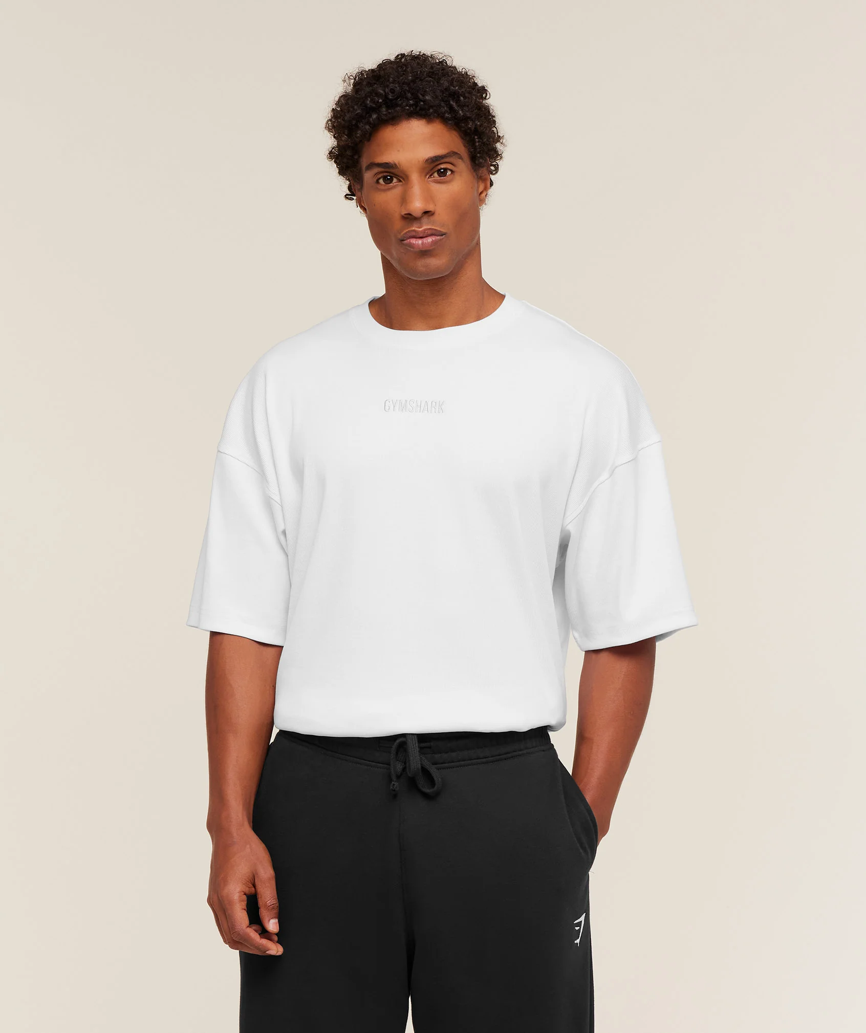 Gymshark Oversized Premium Ribbed T-Shirt - White - Image 3