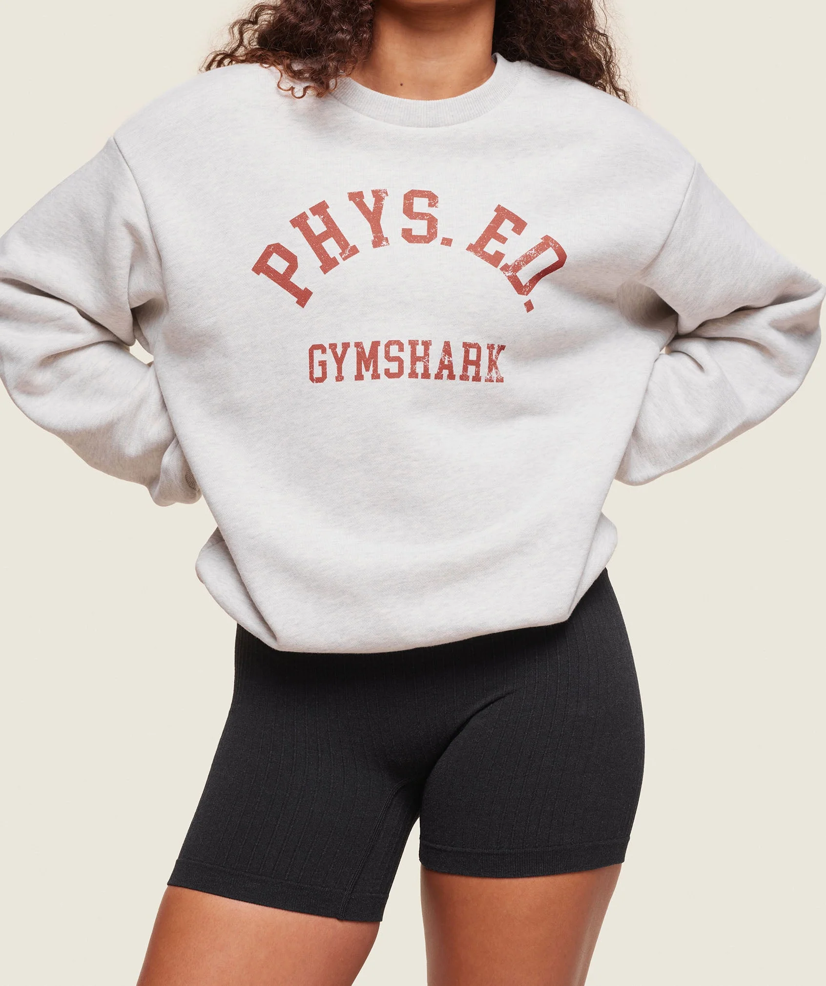 Gymshark Phys Ed Crew Neck Sweatshirt - Light Grey Core Marl - Image 7