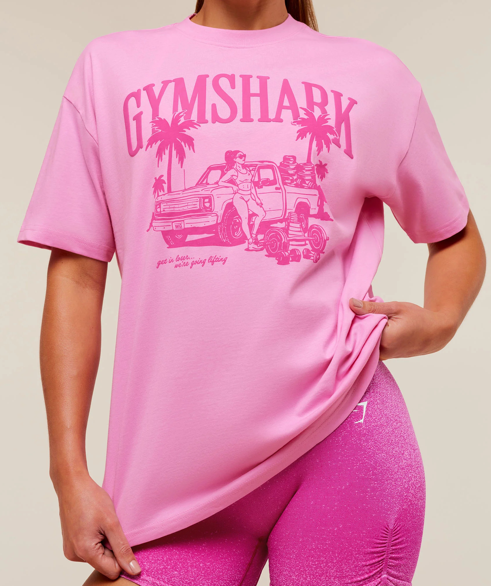 Gymshark Pick Up Truck Graphic Short Sleeve T-Shirt - Focus Pink - Image 5