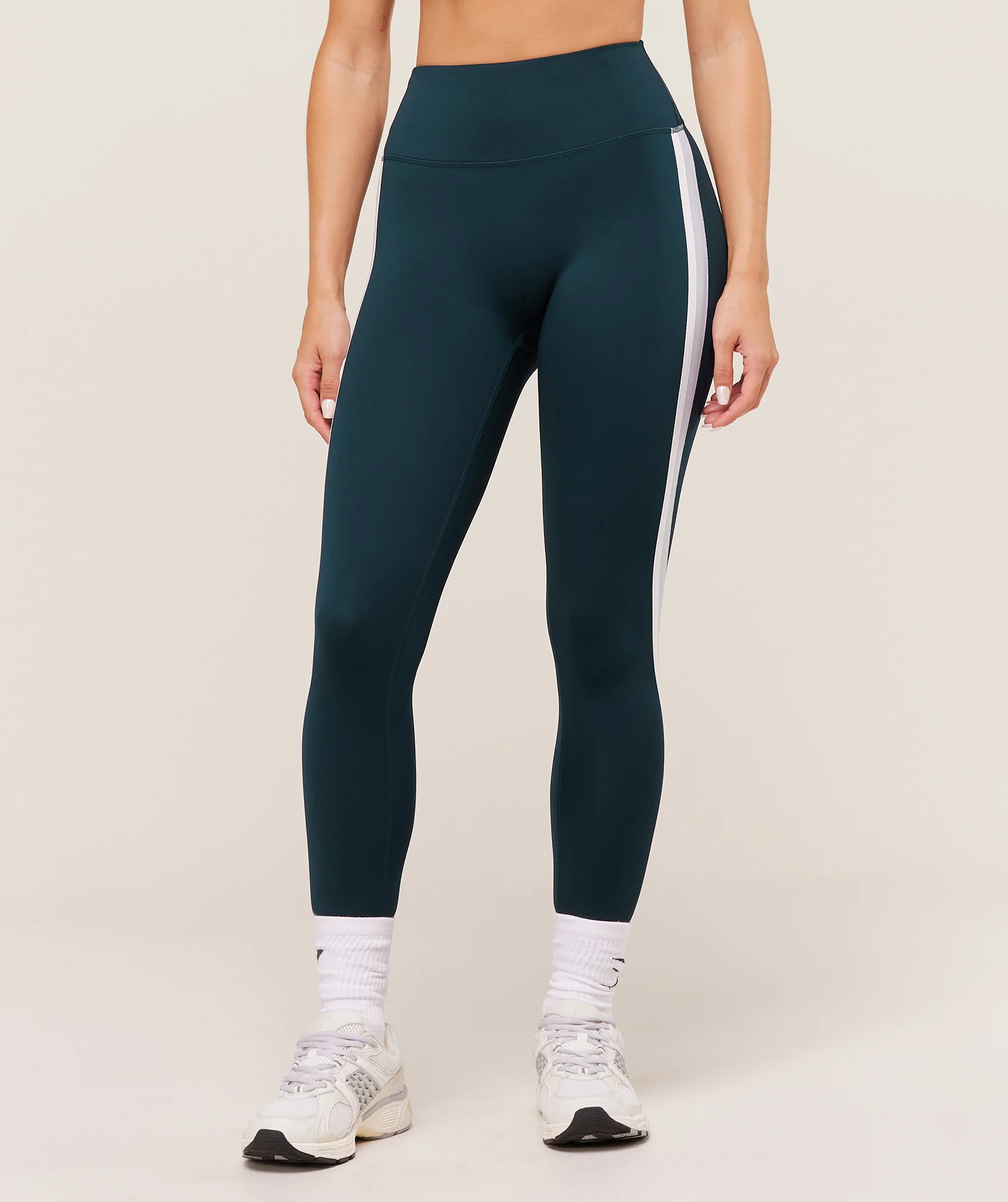 Gymshark Piping Leggings - Deep Petrol Blue/Smoke Blue/Soft White