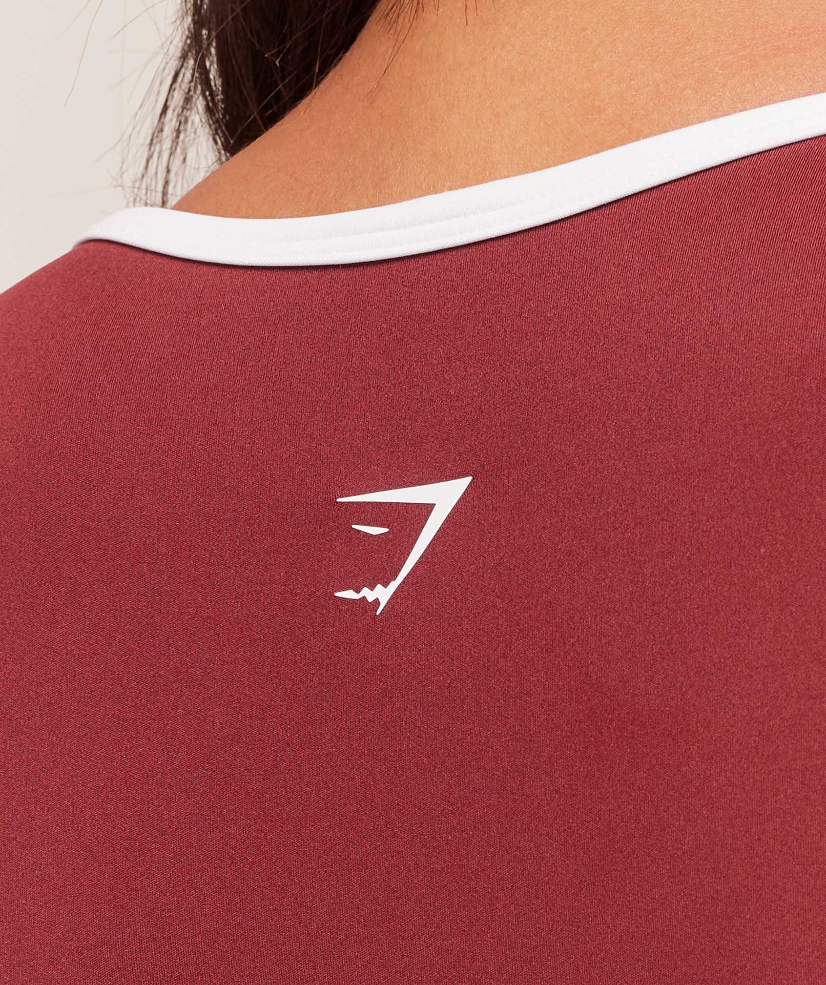 Gymshark Piping Long Sleeve Crop Top - Sets Red/Carmine Red/Soft White - Image 6