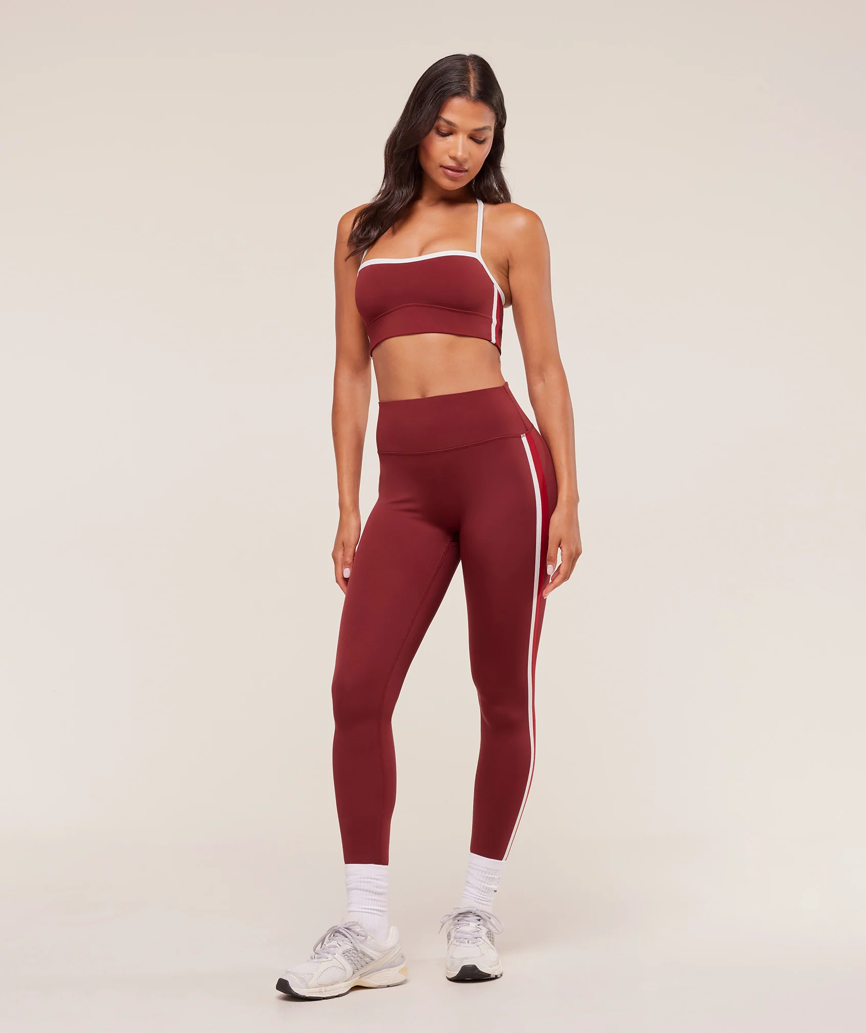 Gymshark Piping Sports Bra - Sets Red/Carmine Red/Soft White - Image 4