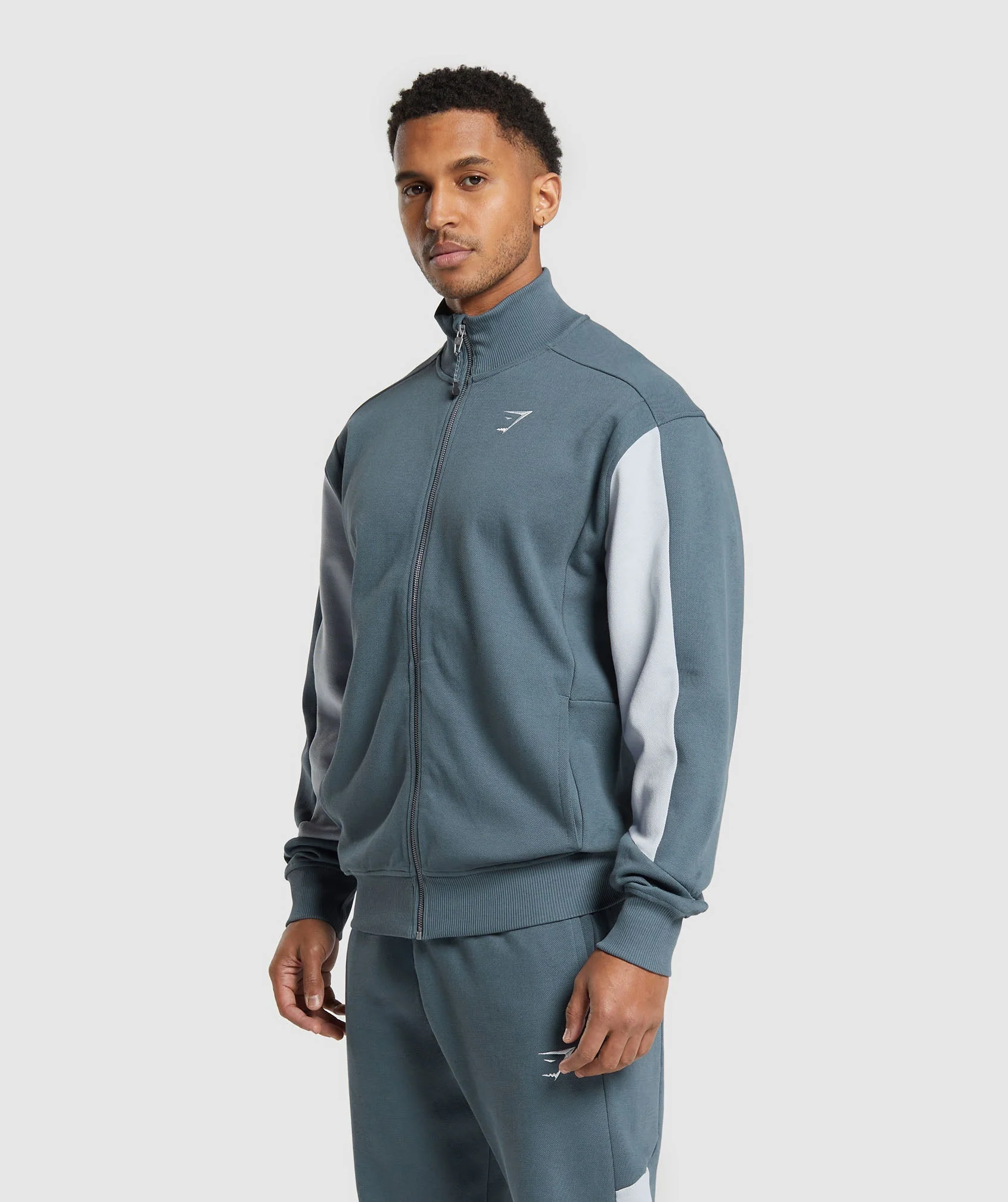 Gymshark Pique Track Jacket - Titanium Blue/Fresh Blue - Image 2