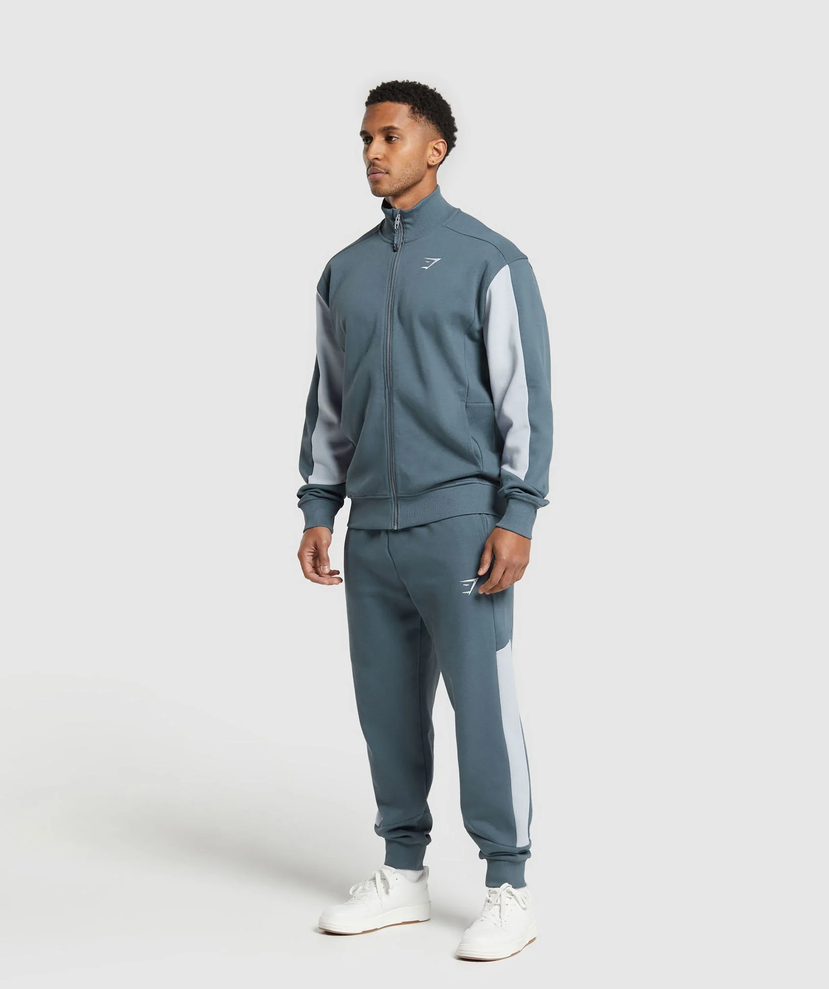 Gymshark Pique Track Jacket - Titanium Blue/Fresh Blue - Image 4