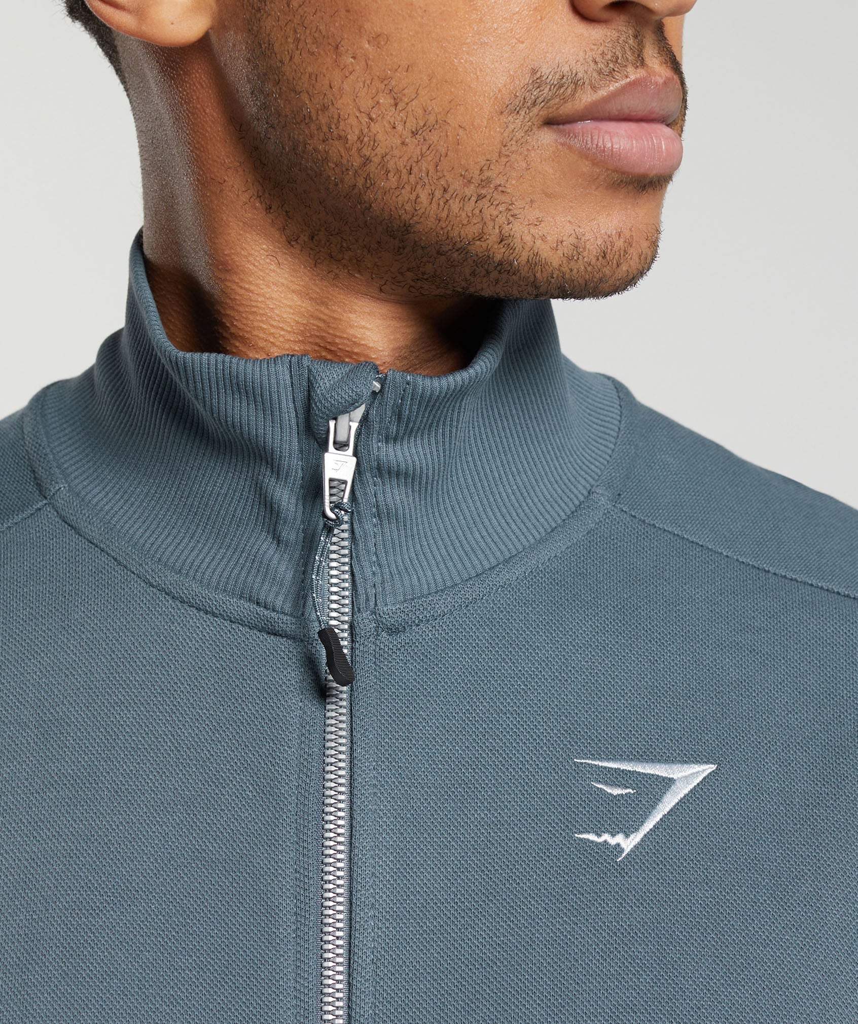 Gymshark Pique Track Jacket - Titanium Blue/Fresh Blue - Image 5