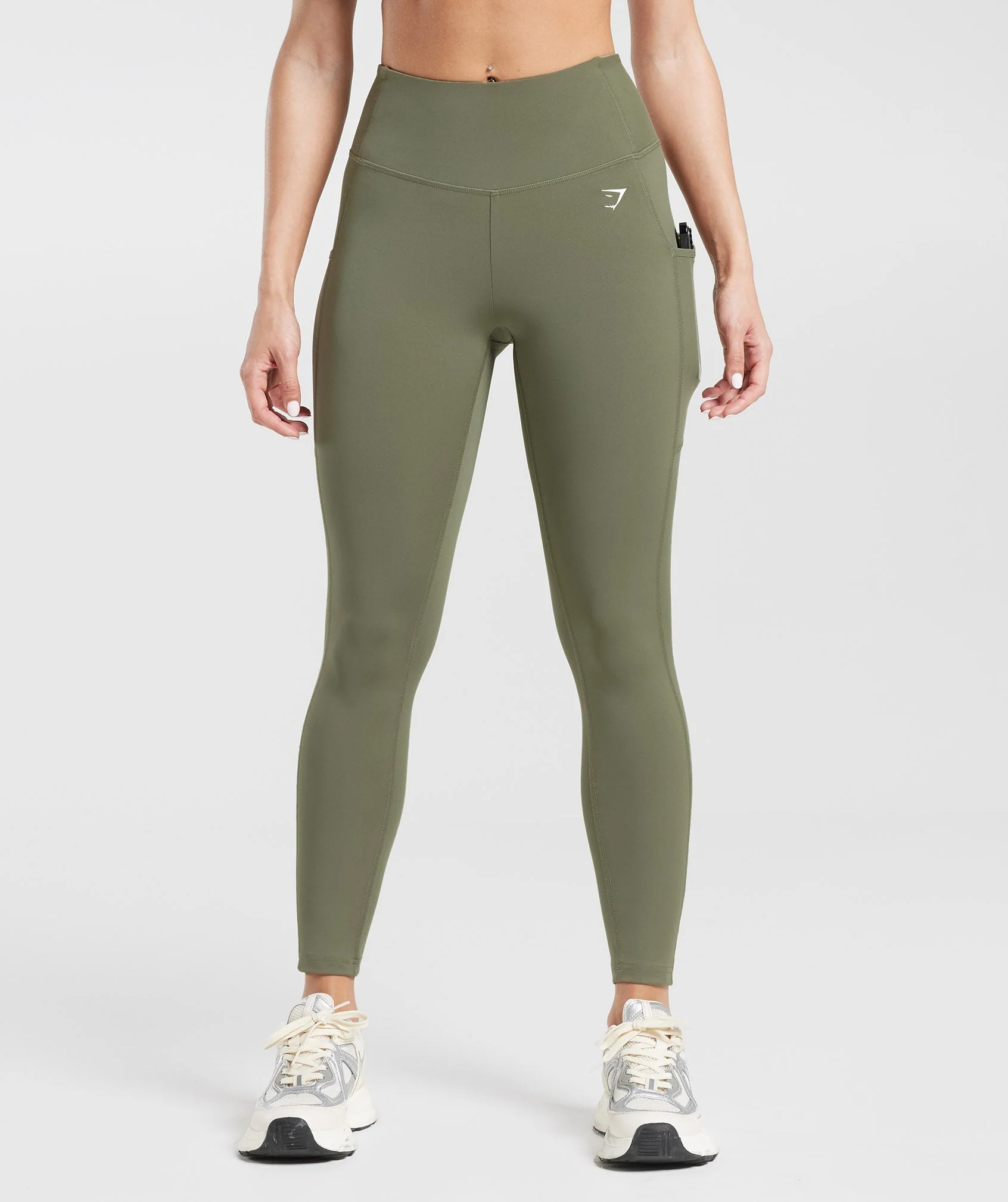 Gymshark Pocket Leggings - Dusty Olive - Image 2