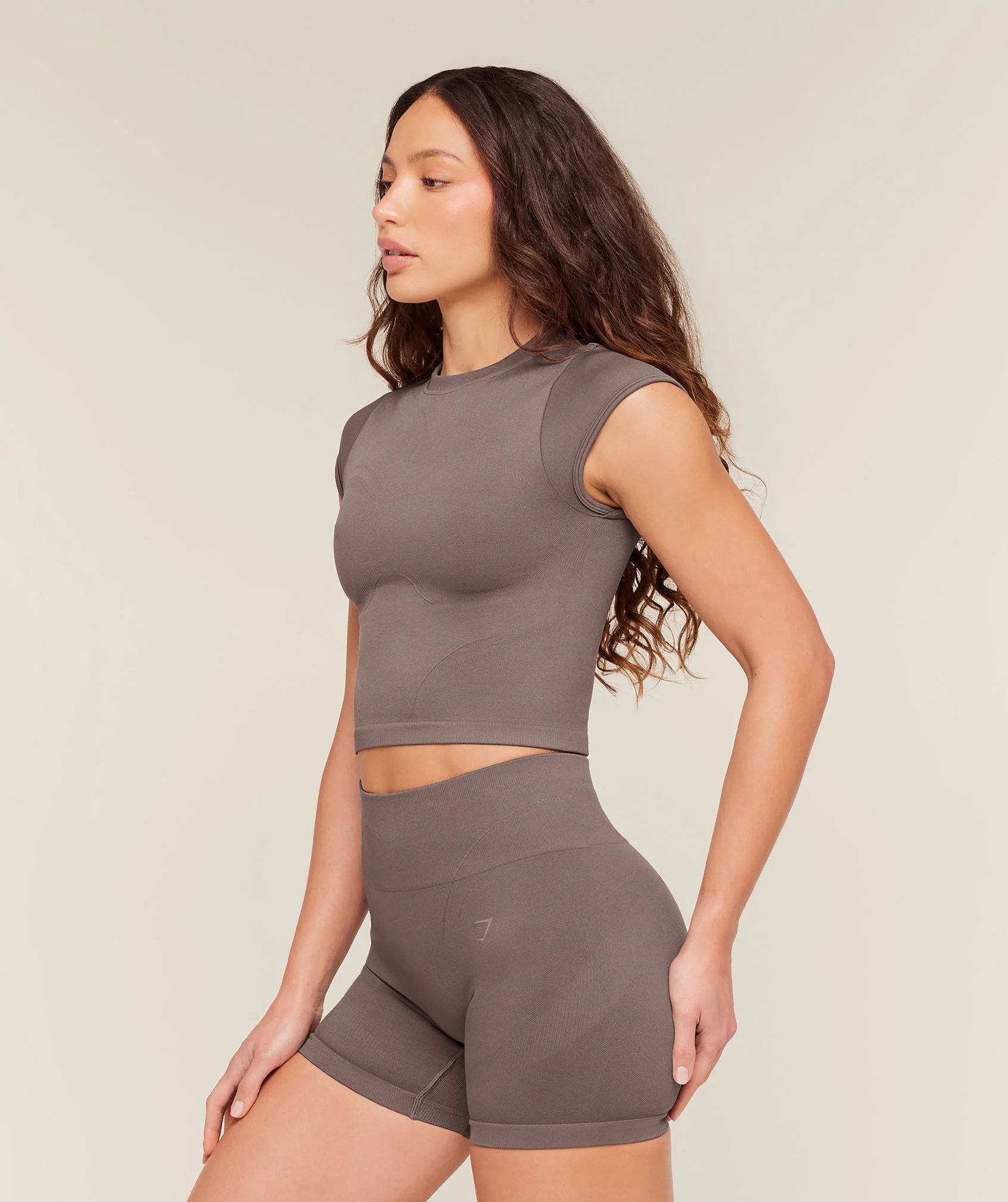 Gymshark Poise Crew Neck Short Sleeve Top - Cool Brown - Image 3
