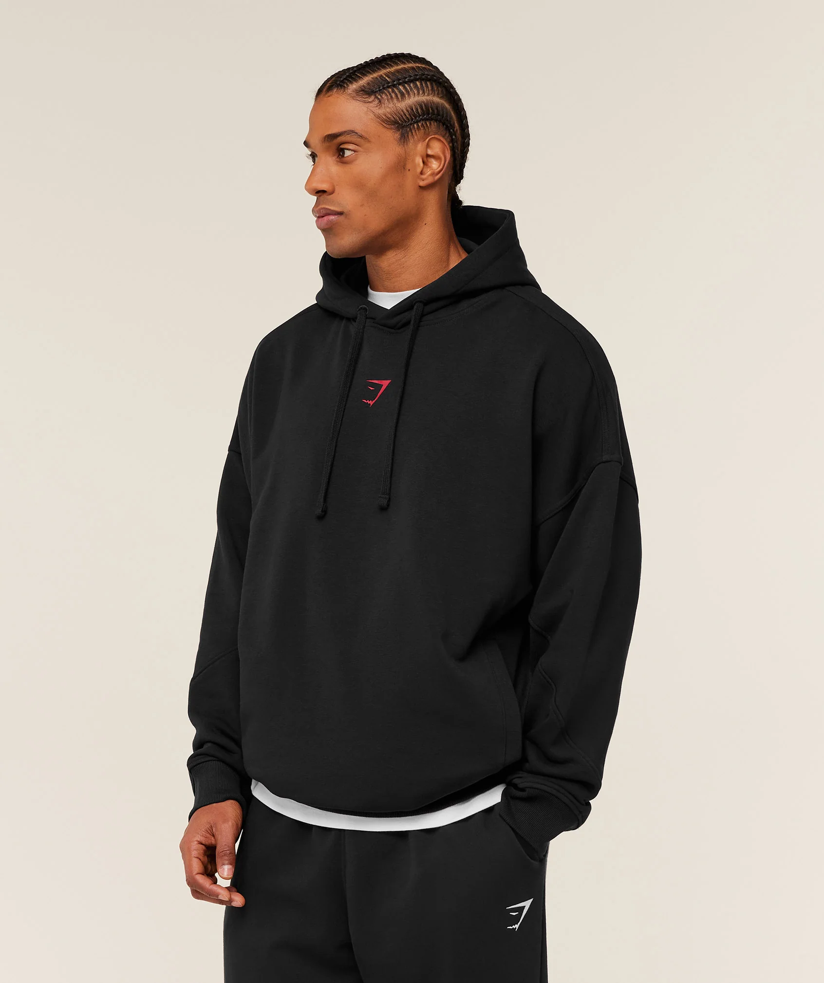 Gymshark Power Oversized Hoodie - Black/Conditioning Red - Image 3