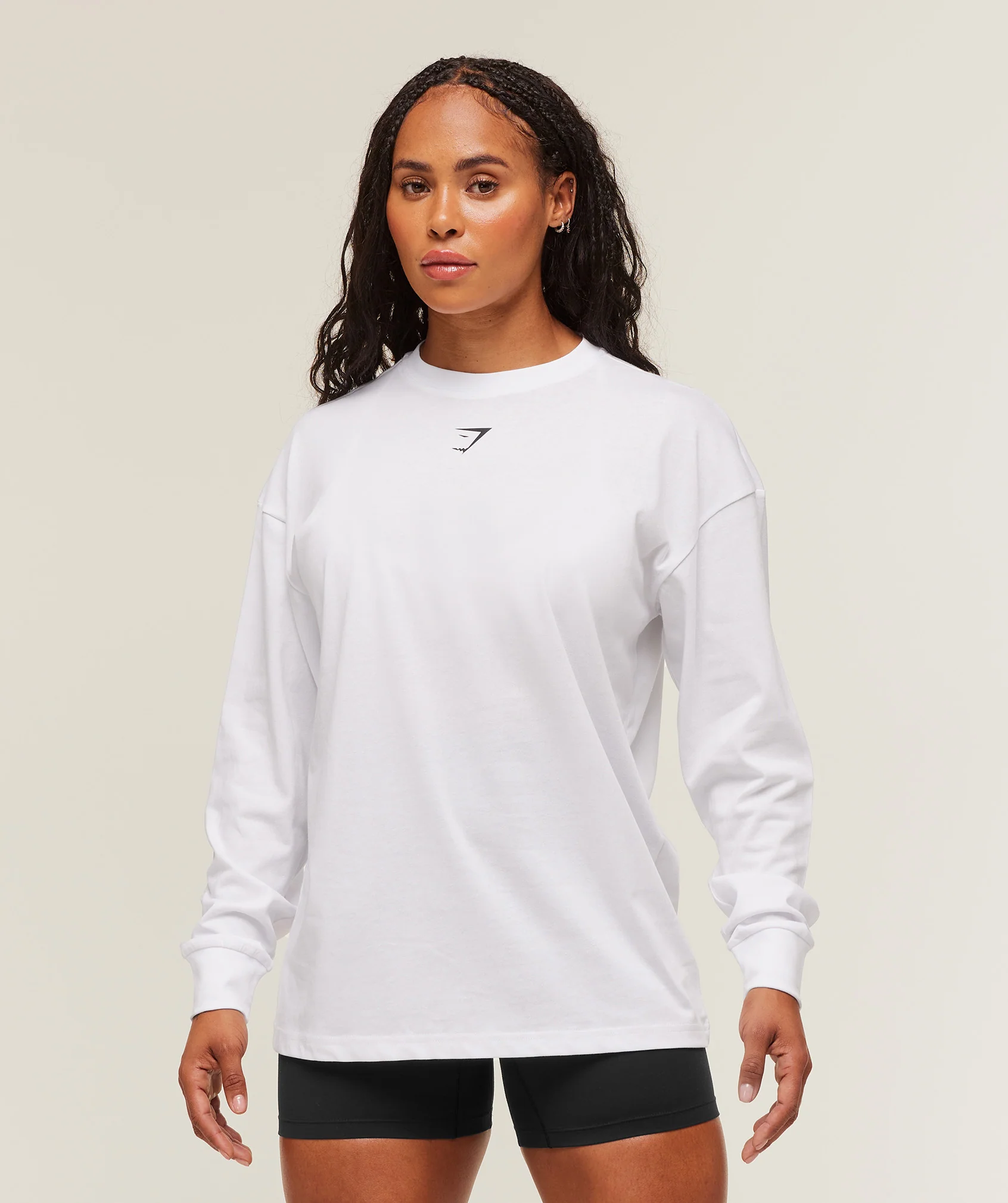 Gymshark Power Long Sleeve Top - White/Black - Image 2