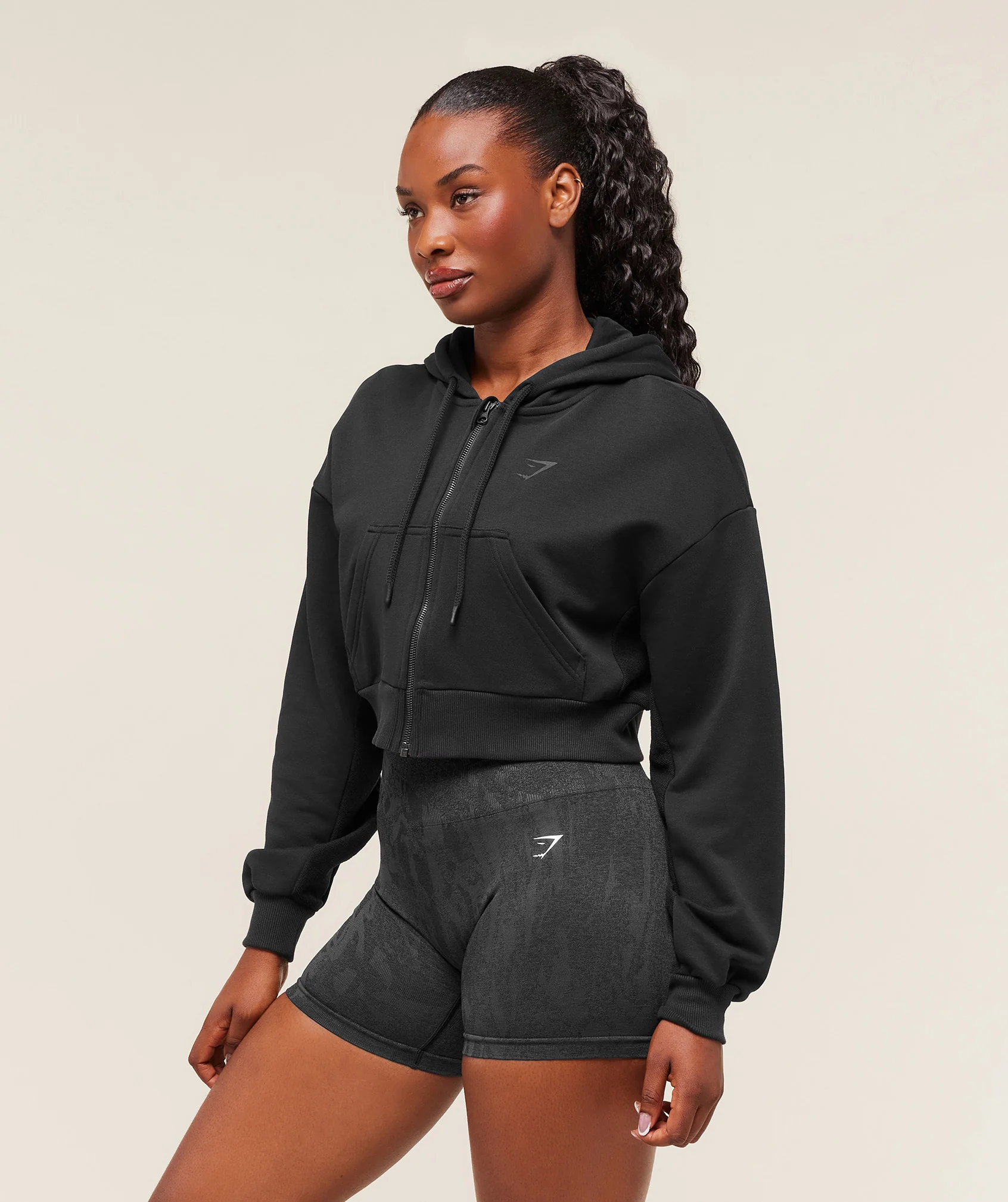 Gymshark Power Midi Zip Hoodie - Black - Image 3